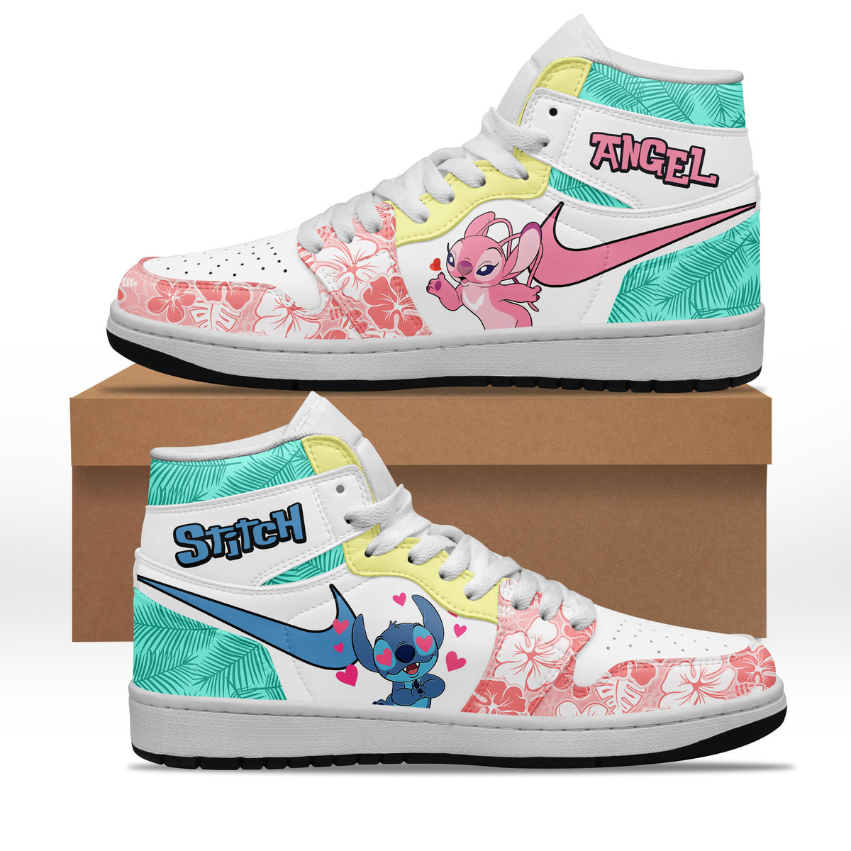JWFancy Stitch Angel AJ1 High Sneakers Shoes For Men And Women