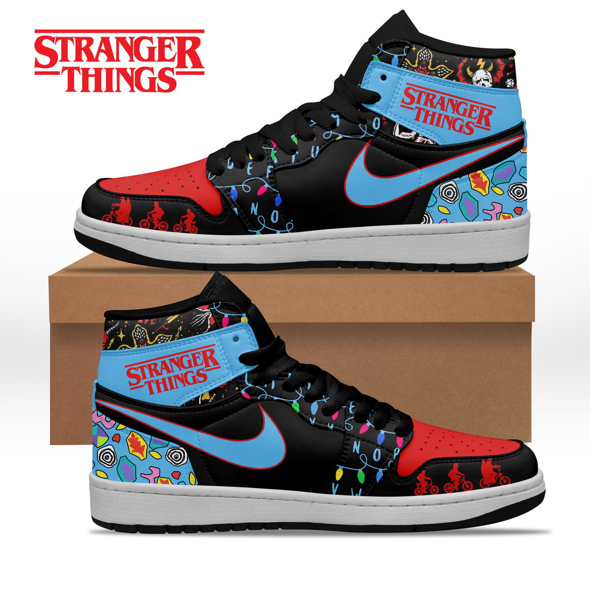 JWFancy Stranger Things AJ1 High Sneakers Shoes For Men And Women