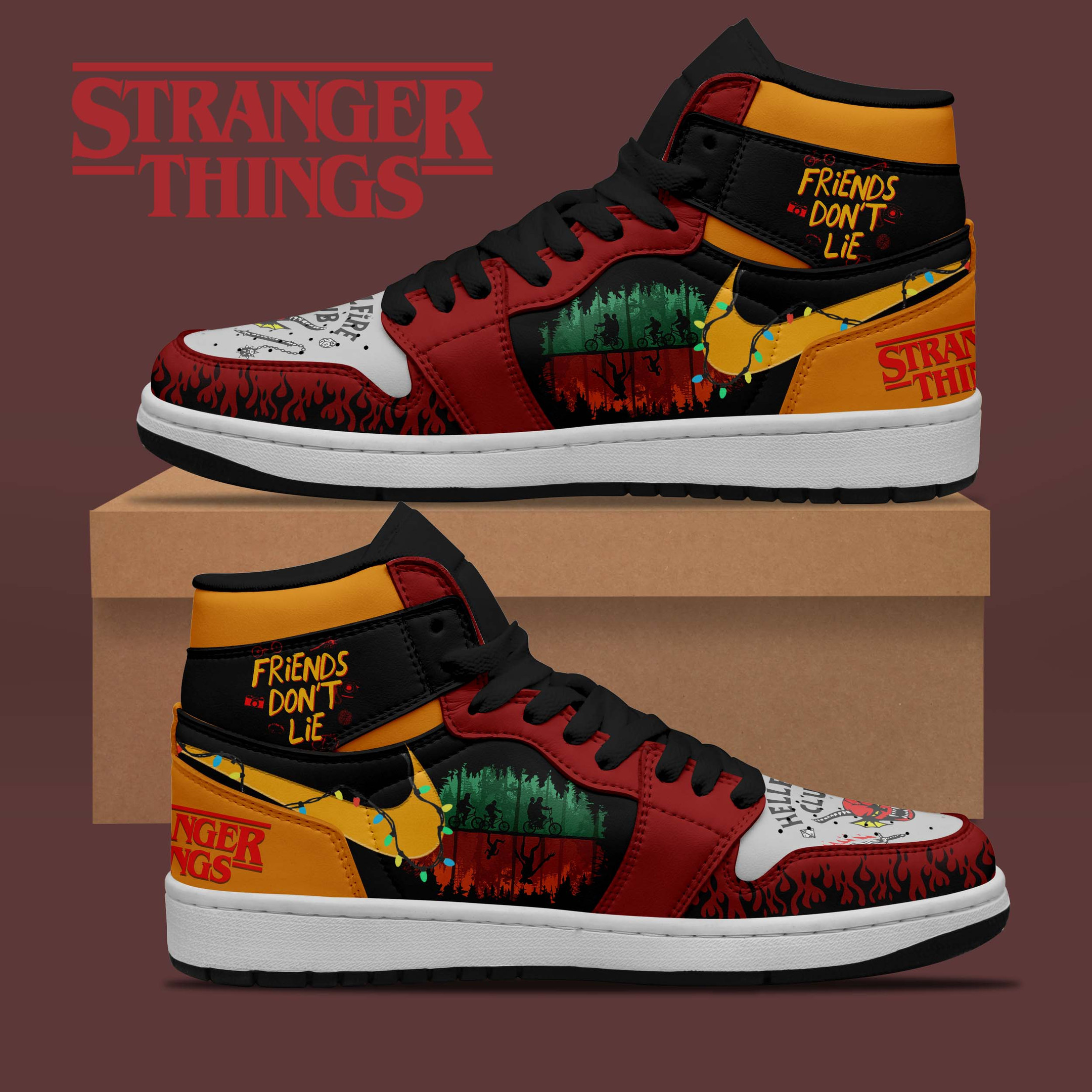 JWFancy Stranger Things AJ1 High Sneakers Shoes For Men And Women