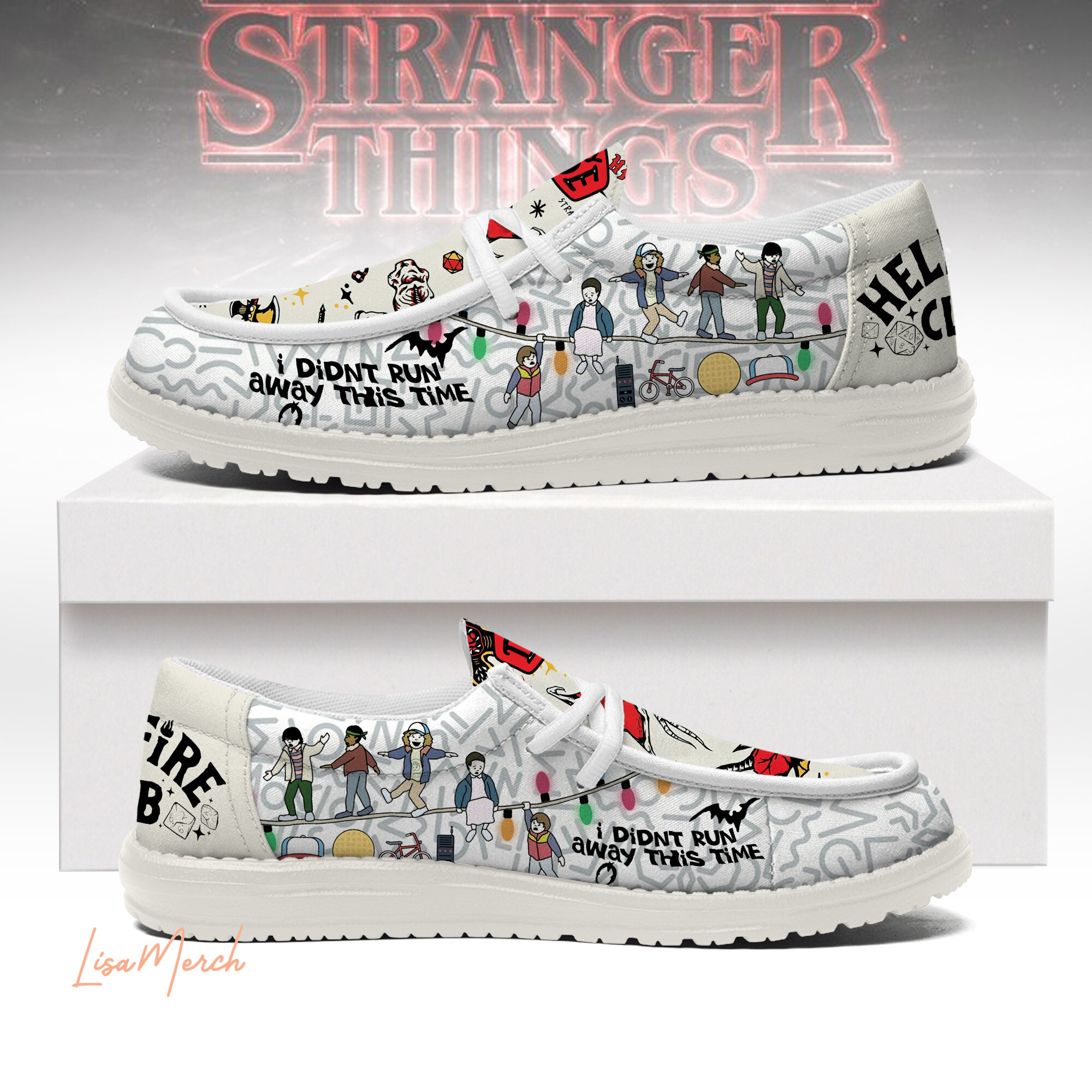 JWFancy Stranger Things Hey Dude Shoes Wally Men's Lace Up Loafers Comfortable For Men And Women