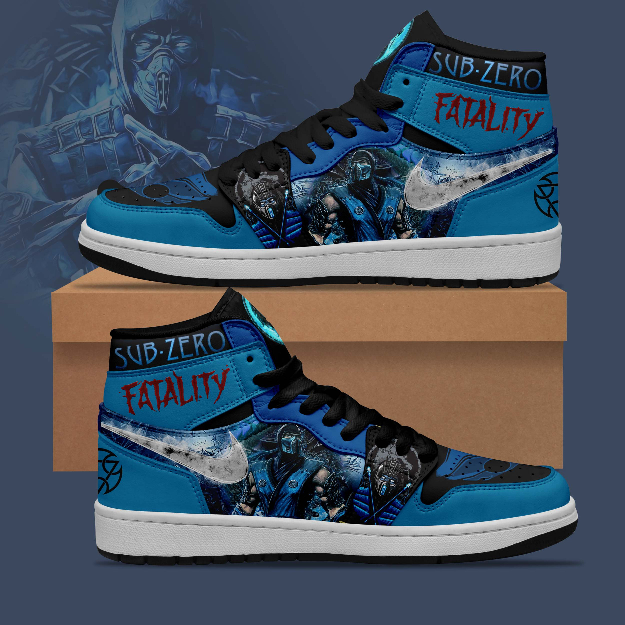 JWFancy Sub-Zero's Fatalities AJ1 High Sneakers Shoes For Men And Women