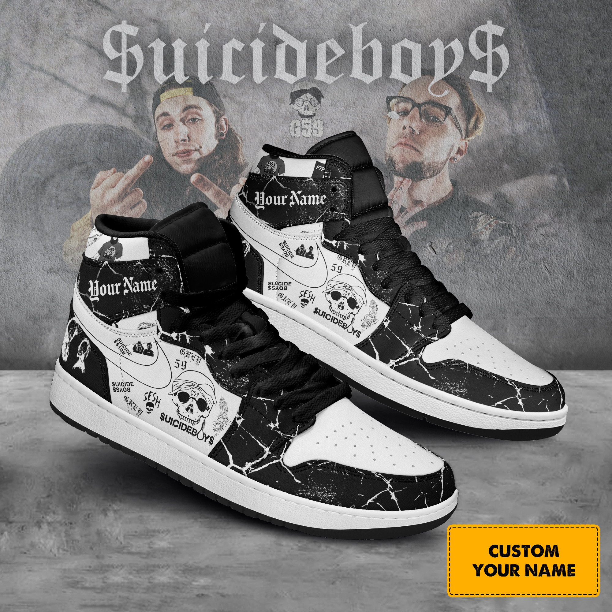 JWFancy Suicideboys AJ1 High Sneakers Shoes For Men And Women