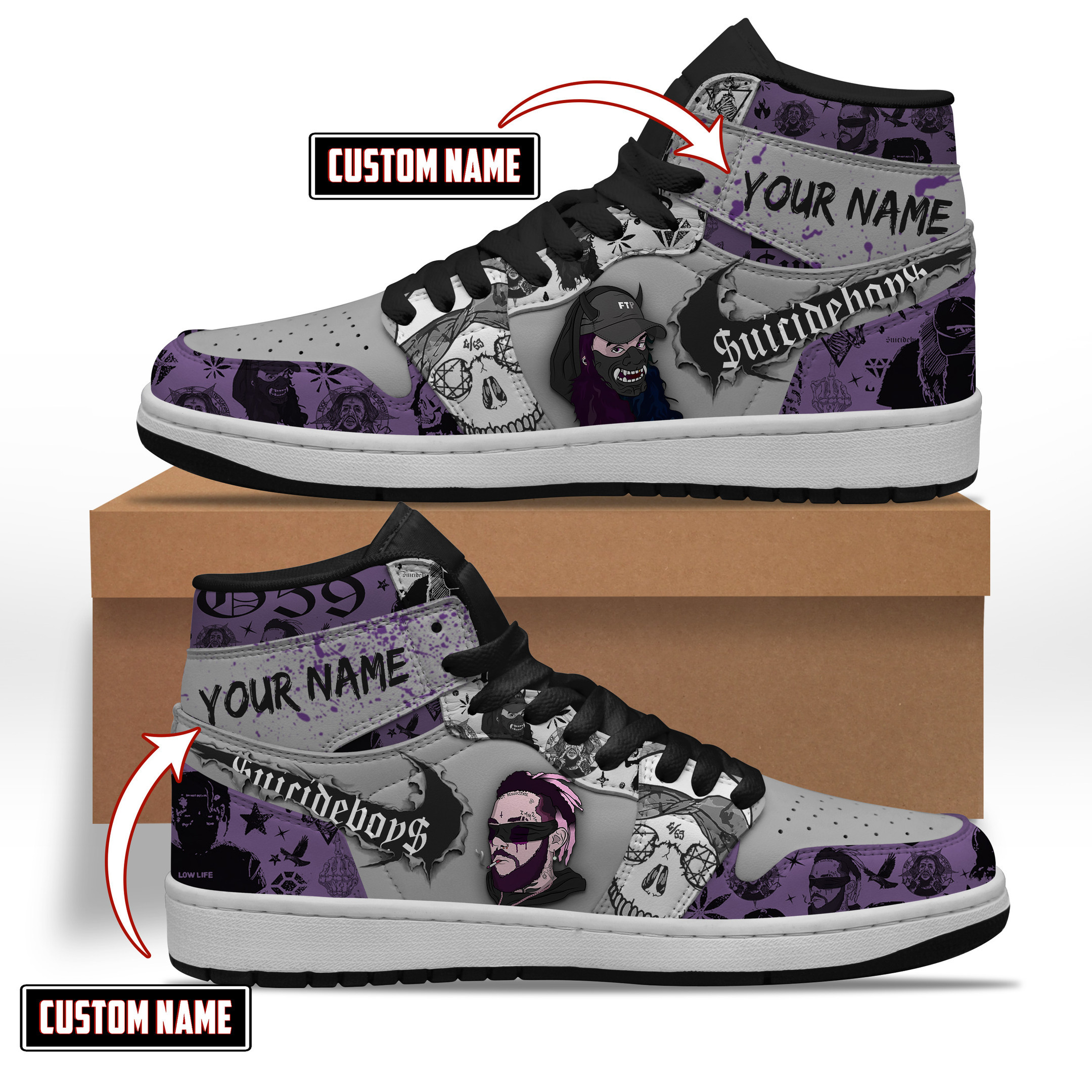 JWFancy Suicideboys AJ1 High Sneakers Shoes For Men And Women