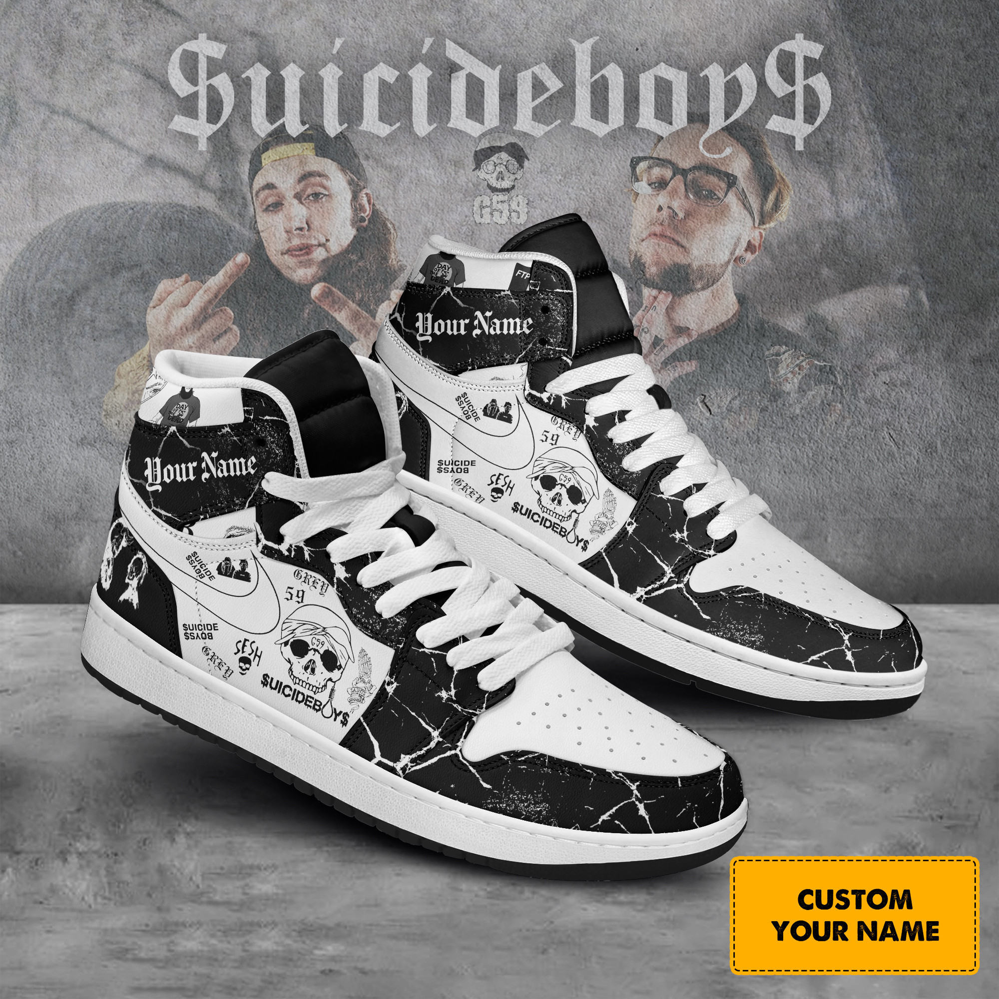 JWFancy Suicideboys AJ1 High Sneakers Shoes For Men And Women