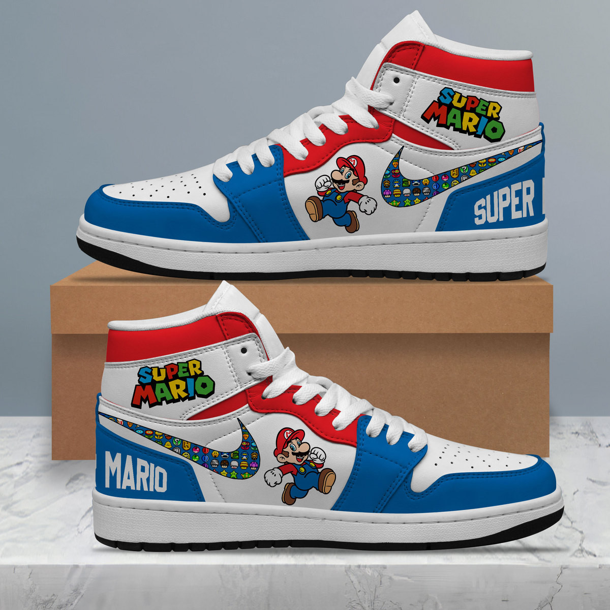 JWFancy Super Mario AJ1 High Sneakers Shoes For Men And Women