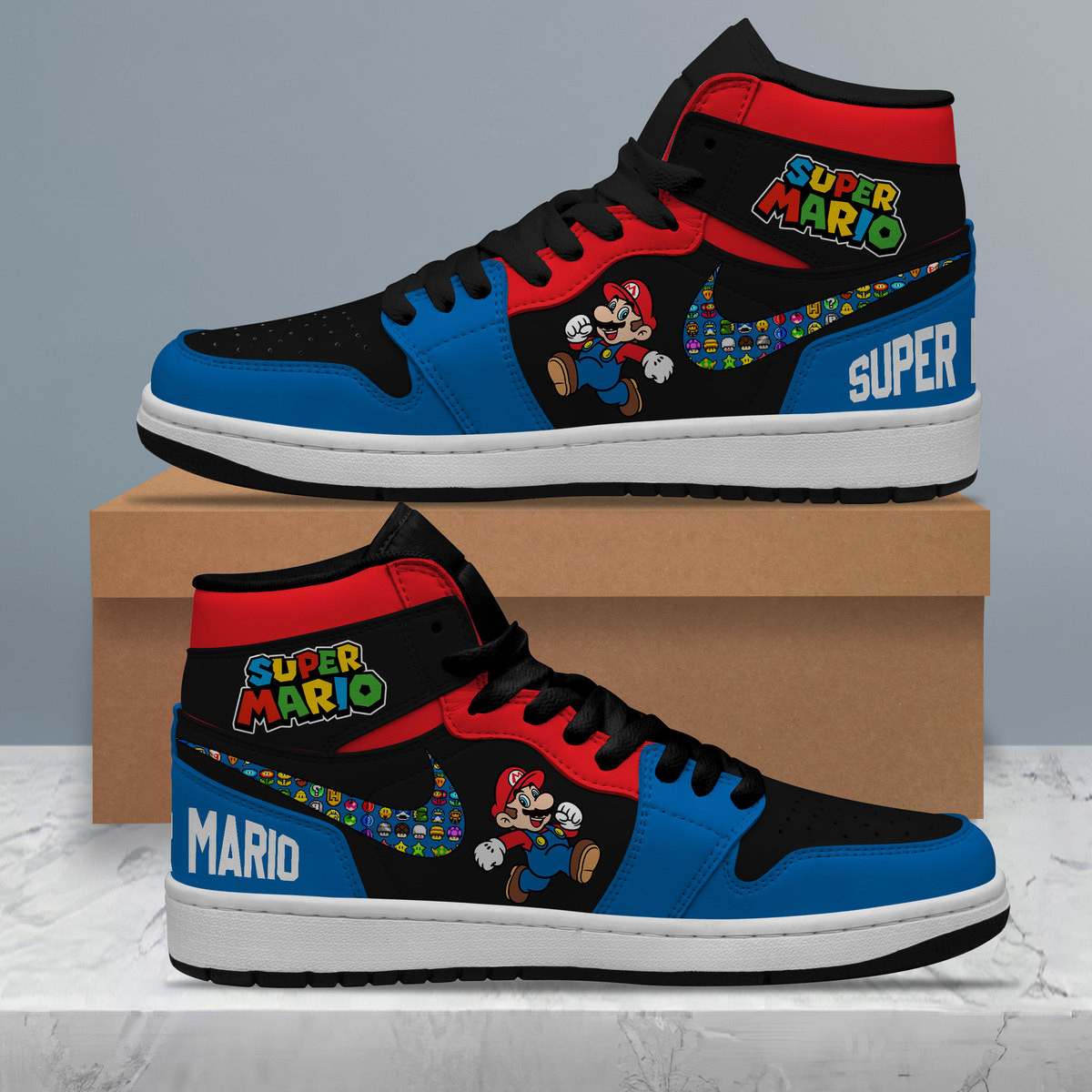 JWFancy Super Mario AJ1 High Sneakers Shoes For Men And Women