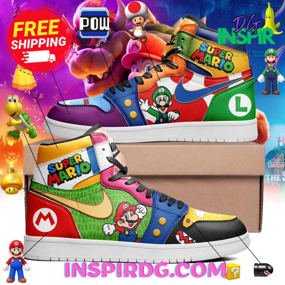 JWFancy Super Mario AJ1 High Sneakers Shoes For Men And Women