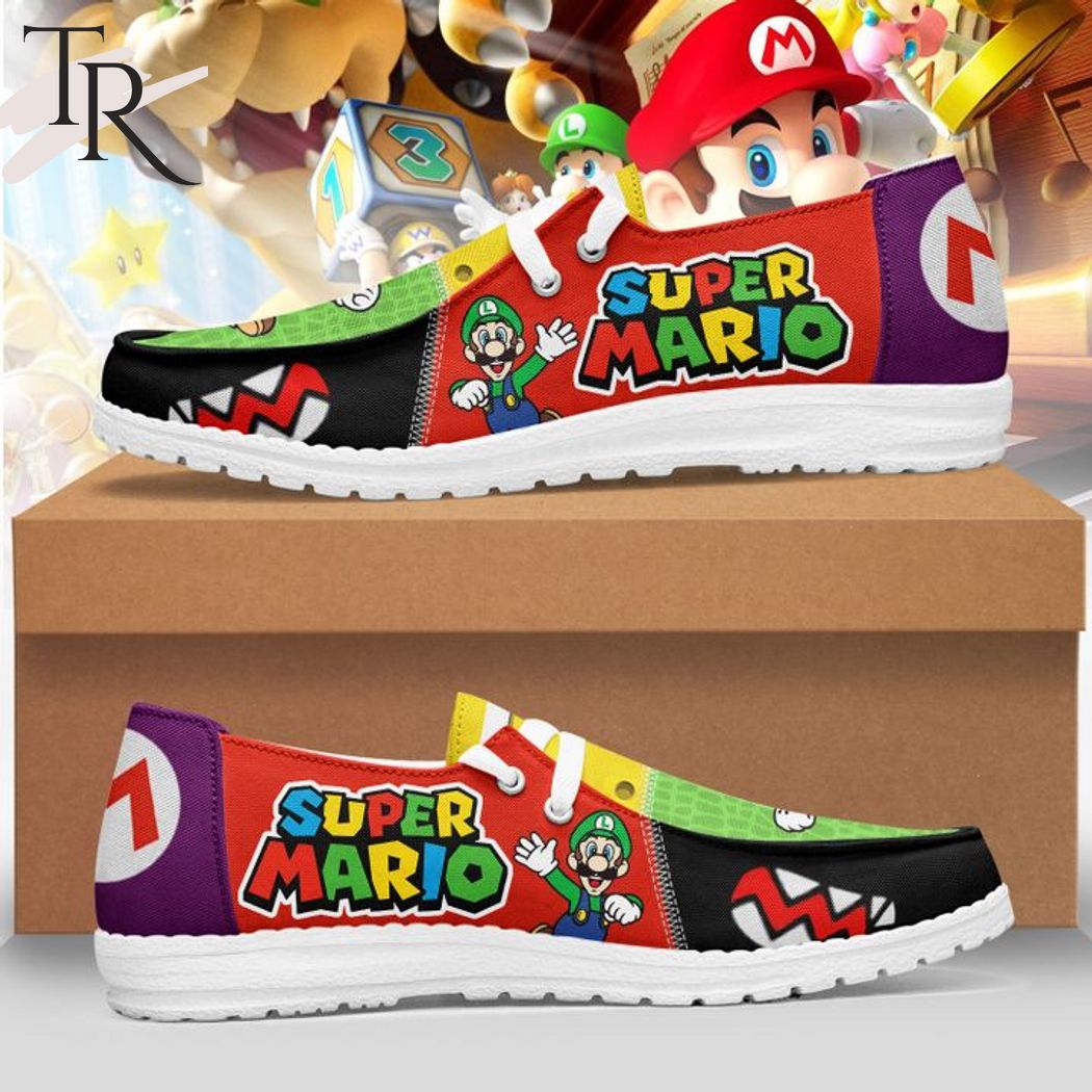 JWFancy Super Mario Hey Dude Shoes Wally Men's Lace Up Loafers Comfortable For Men And Women