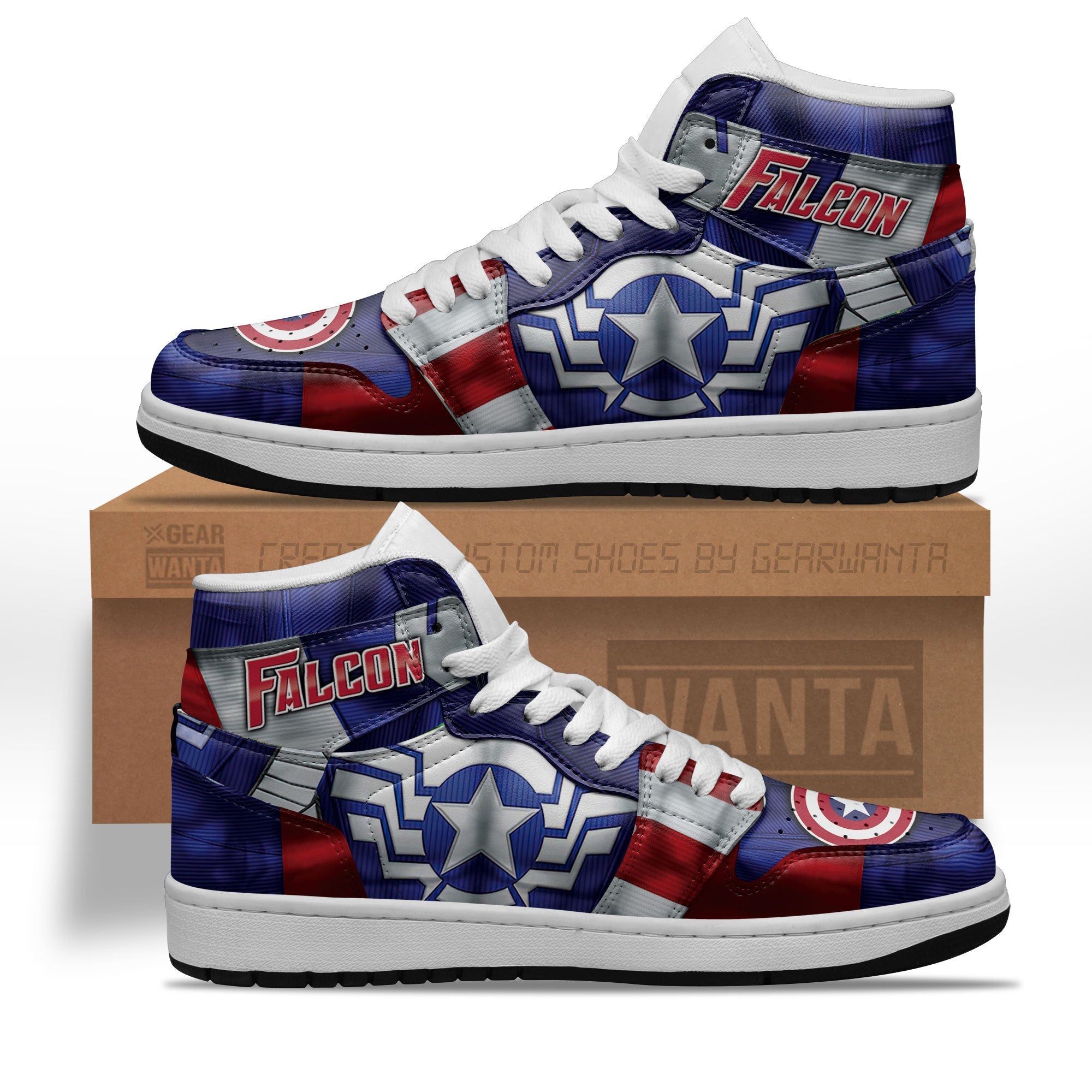 JWFancy Superhero Falcon AJ1 High Sneakers Shoes For Men And Women