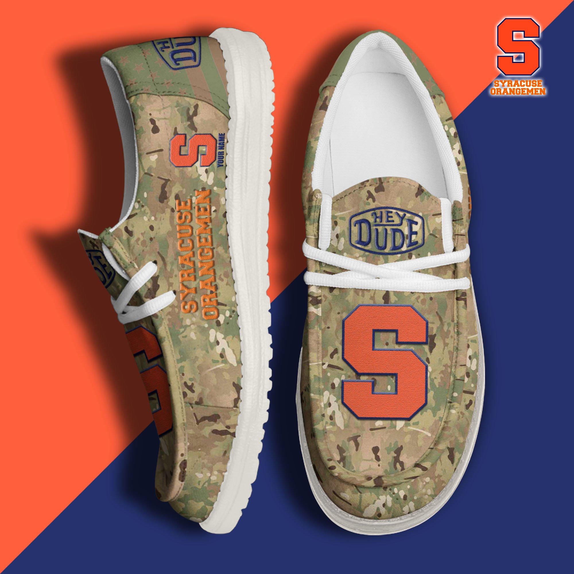 JWFancy Syracuse Orange Hey Dude Shoes Wally Men's Lace Up Loafers Comfortable For Men And Women