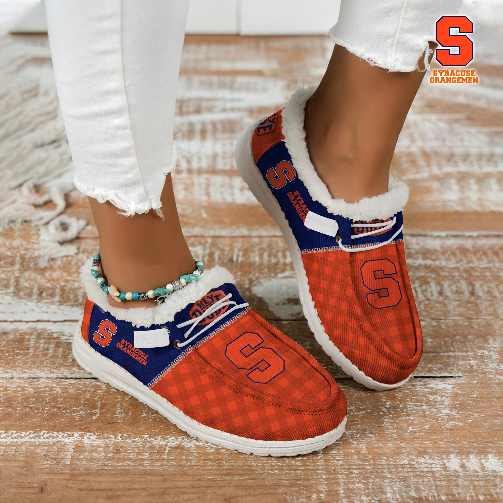 JWFancy Syracuse Orange Hey Dude Shoes Wally Men's Lace Up Loafers Comfortable For Men And Women