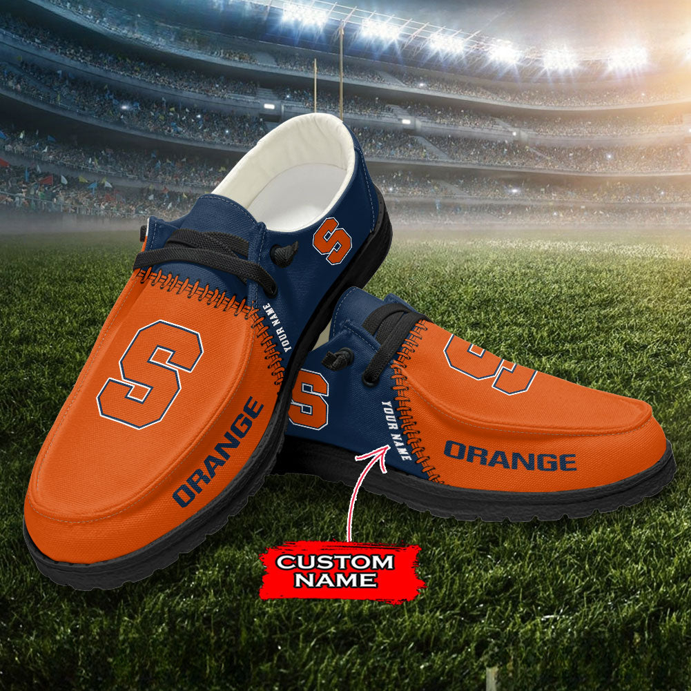 JWFancy Syracuse Orange Hey Dude Shoes Wally Men's Lace Up Loafers Comfortable For Men And Women
