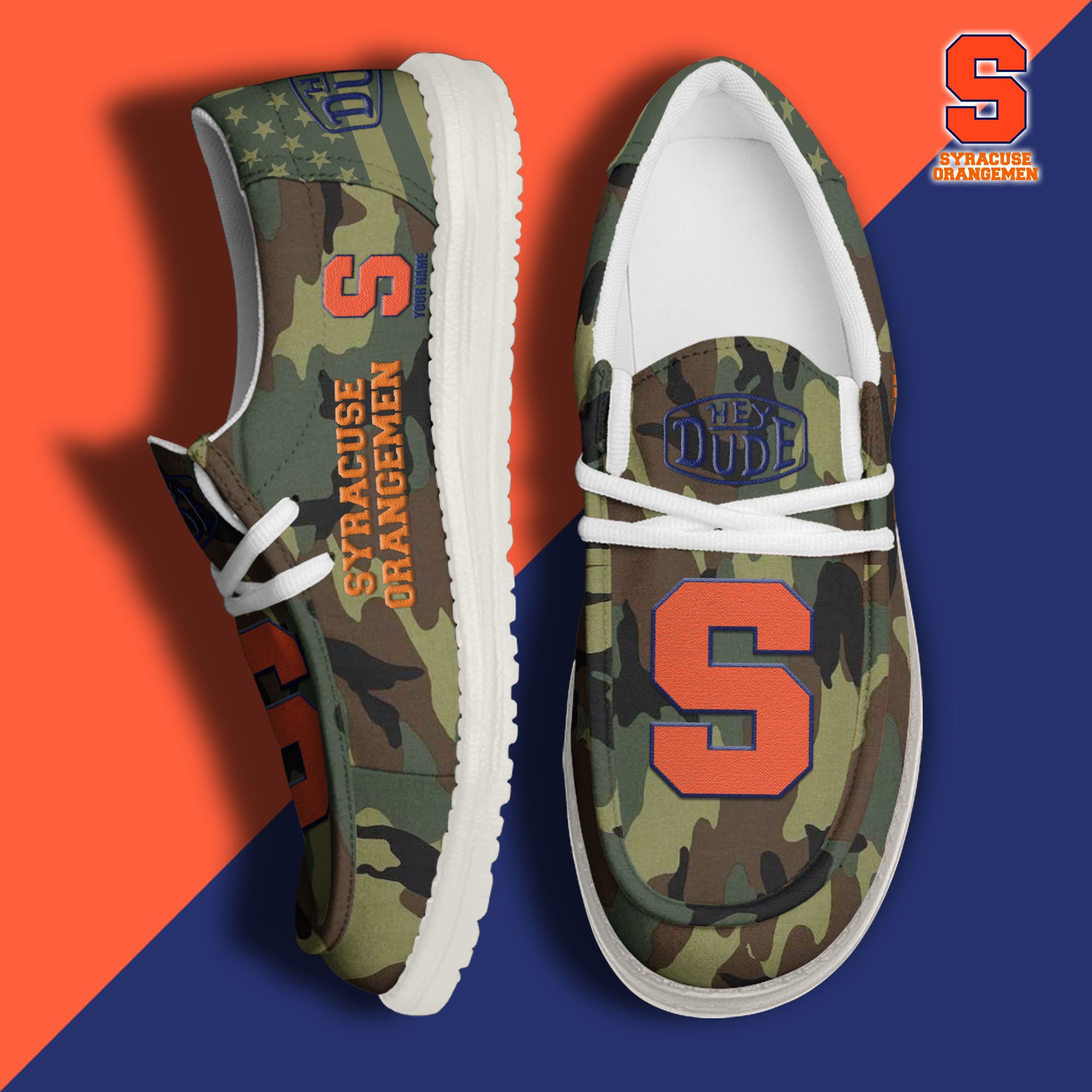 JWFancy Syracuse Orange Hey Dude Shoes Wally Men's Lace Up Loafers Comfortable For Men And Women
