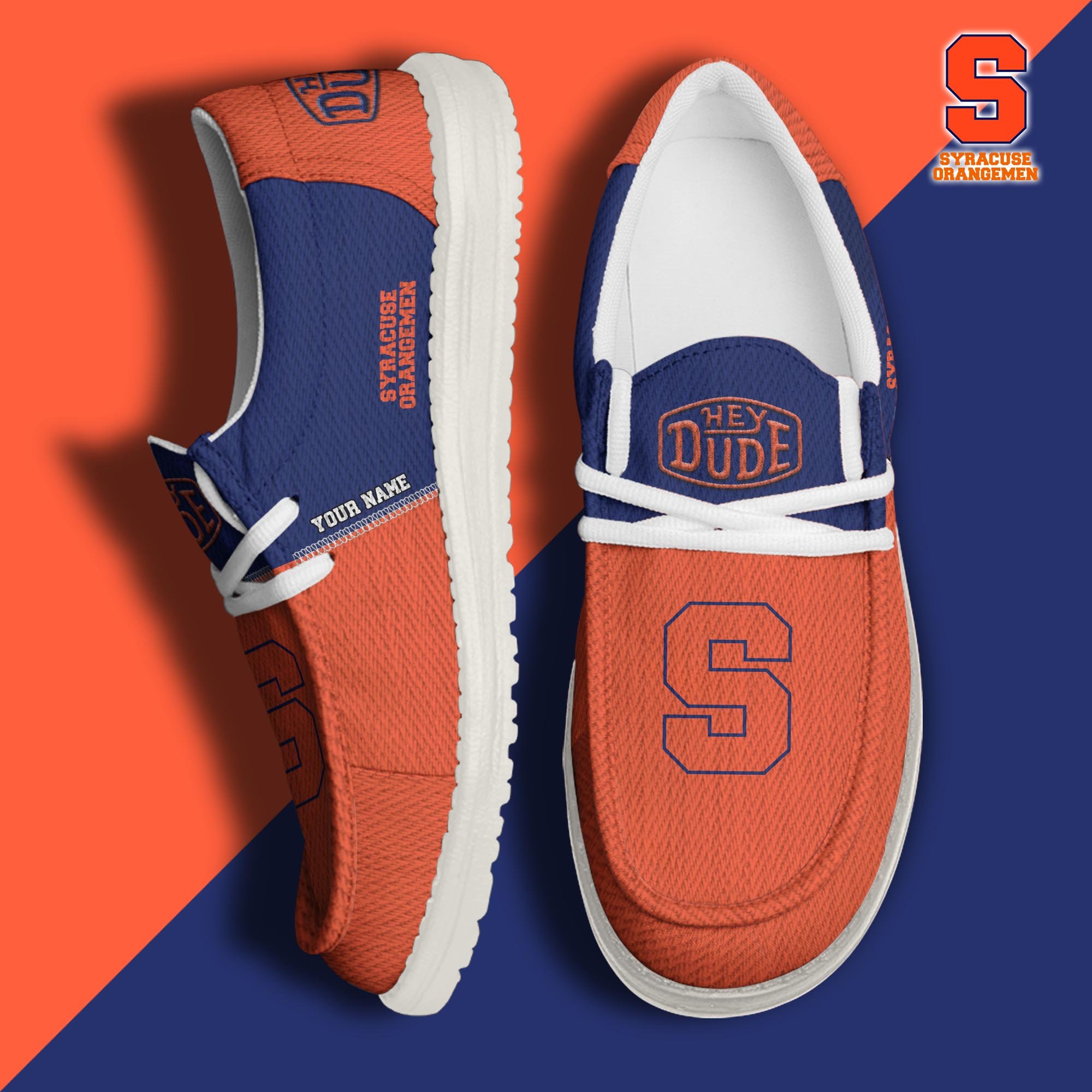 JWFancy Syracuse Orange Hey Dude Shoes Wally Men's Lace Up Loafers Comfortable For Men And Women