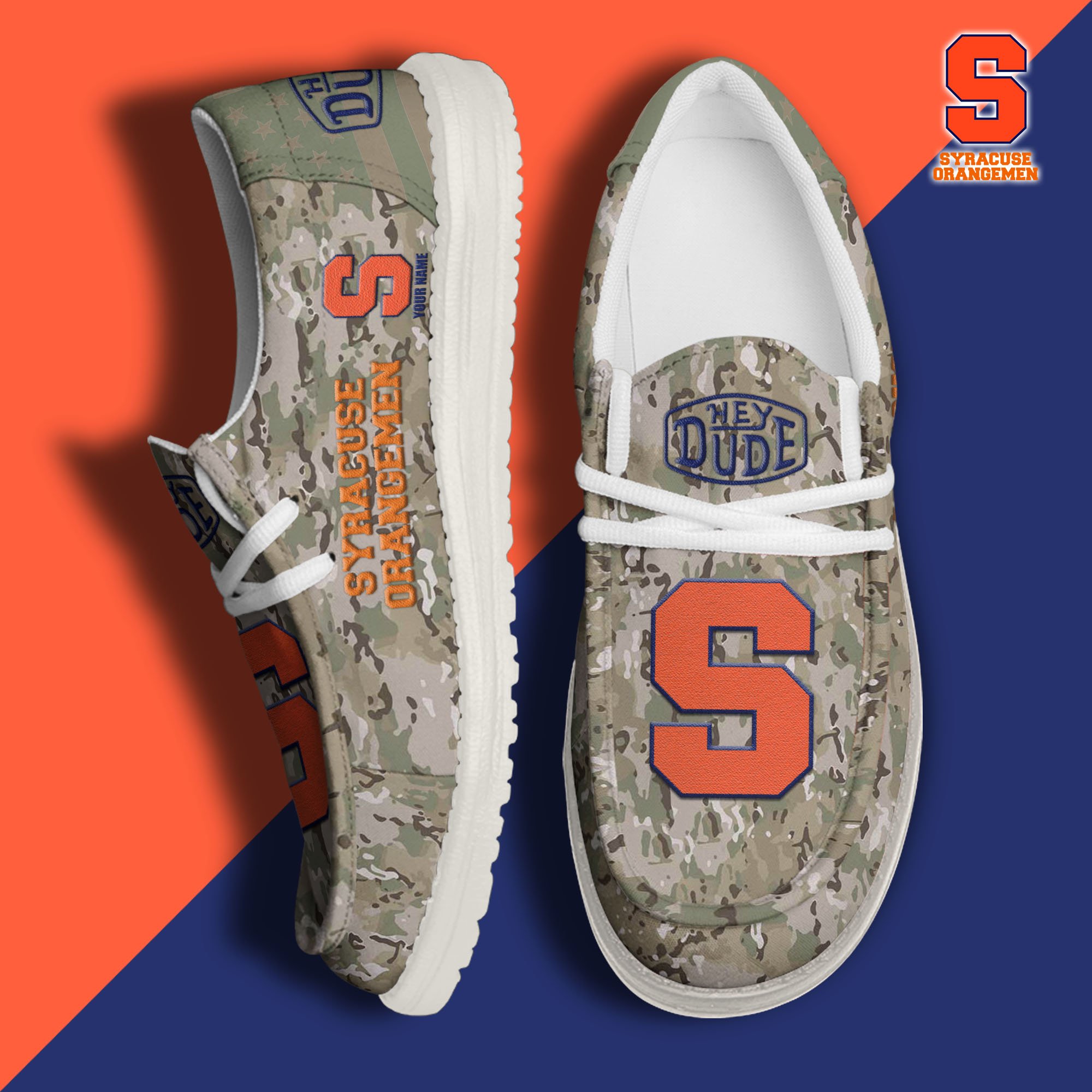 JWFancy Syracuse Orange Hey Dude Shoes Wally Men's Lace Up Loafers Comfortable For Men And Women