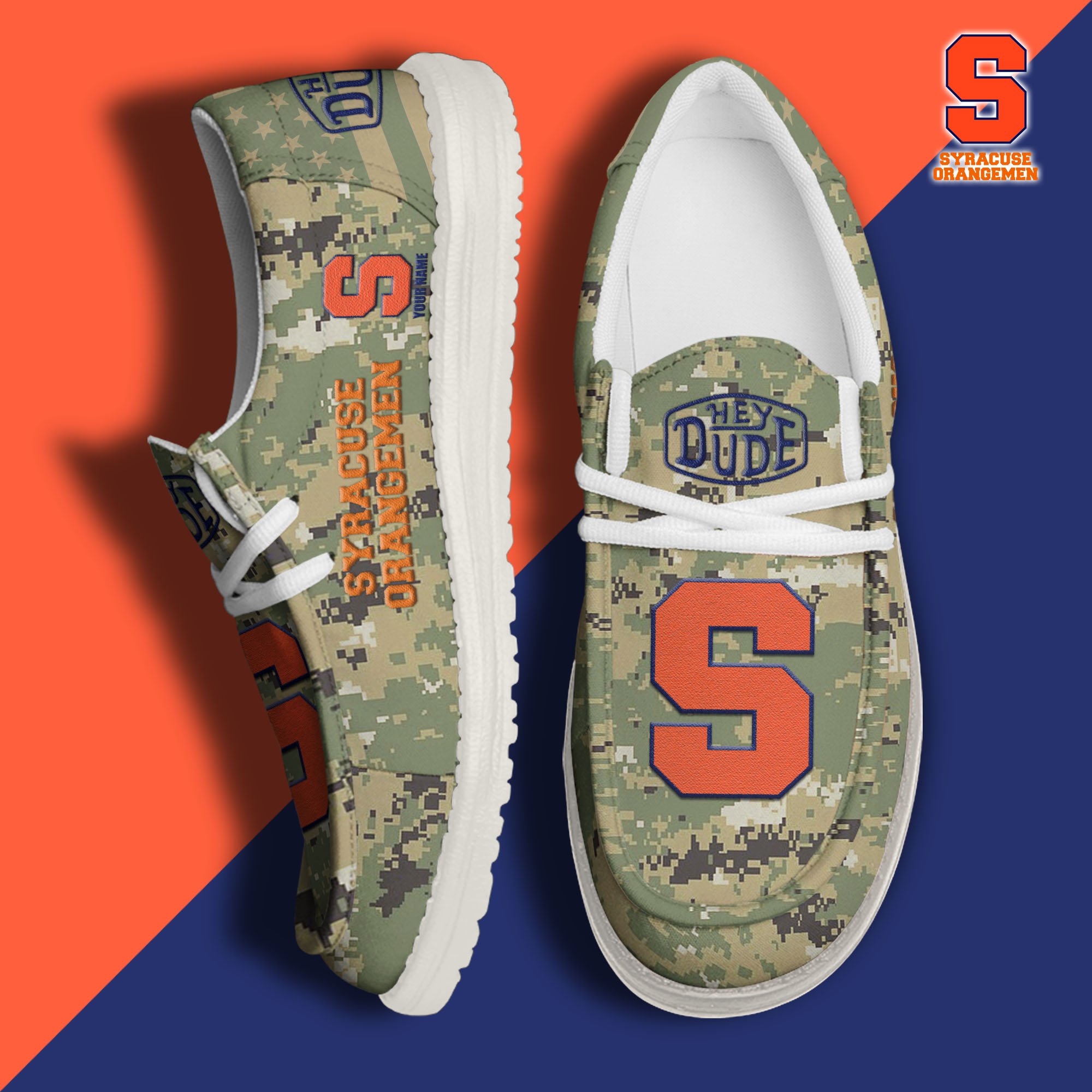 JWFancy Syracuse Orange Hey Dude Shoes Wally Men's Lace Up Loafers Comfortable For Men And Women