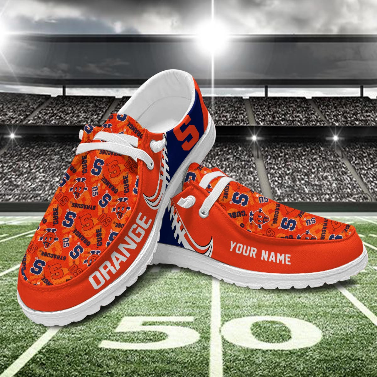 JWFancy Syracuse Orange Hey Dude Shoes Wally Men's Lace Up Loafers Comfortable For Men And Women