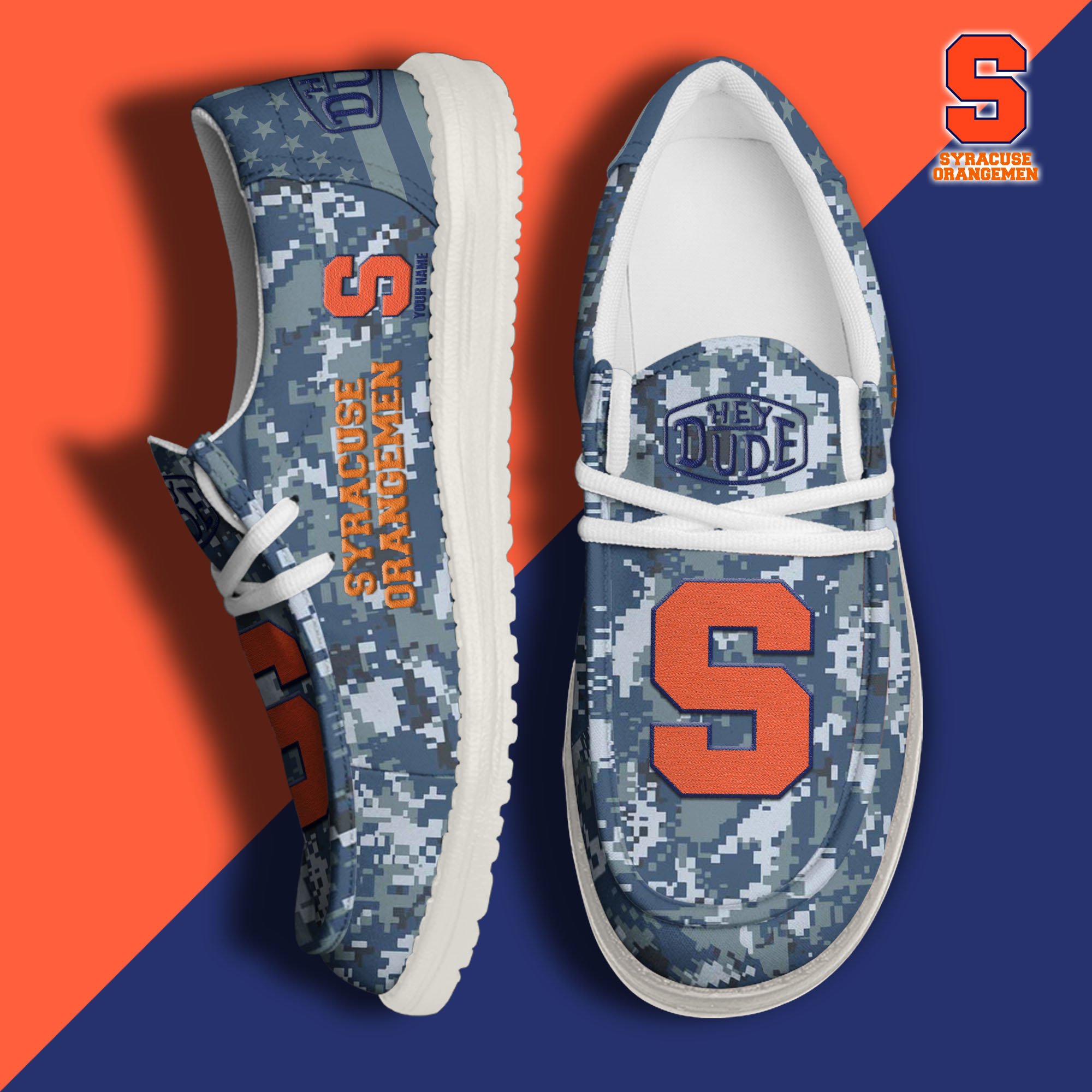 JWFancy Syracuse Orange Hey Dude Shoes Wally Men's Lace Up Loafers Comfortable For Men And Women