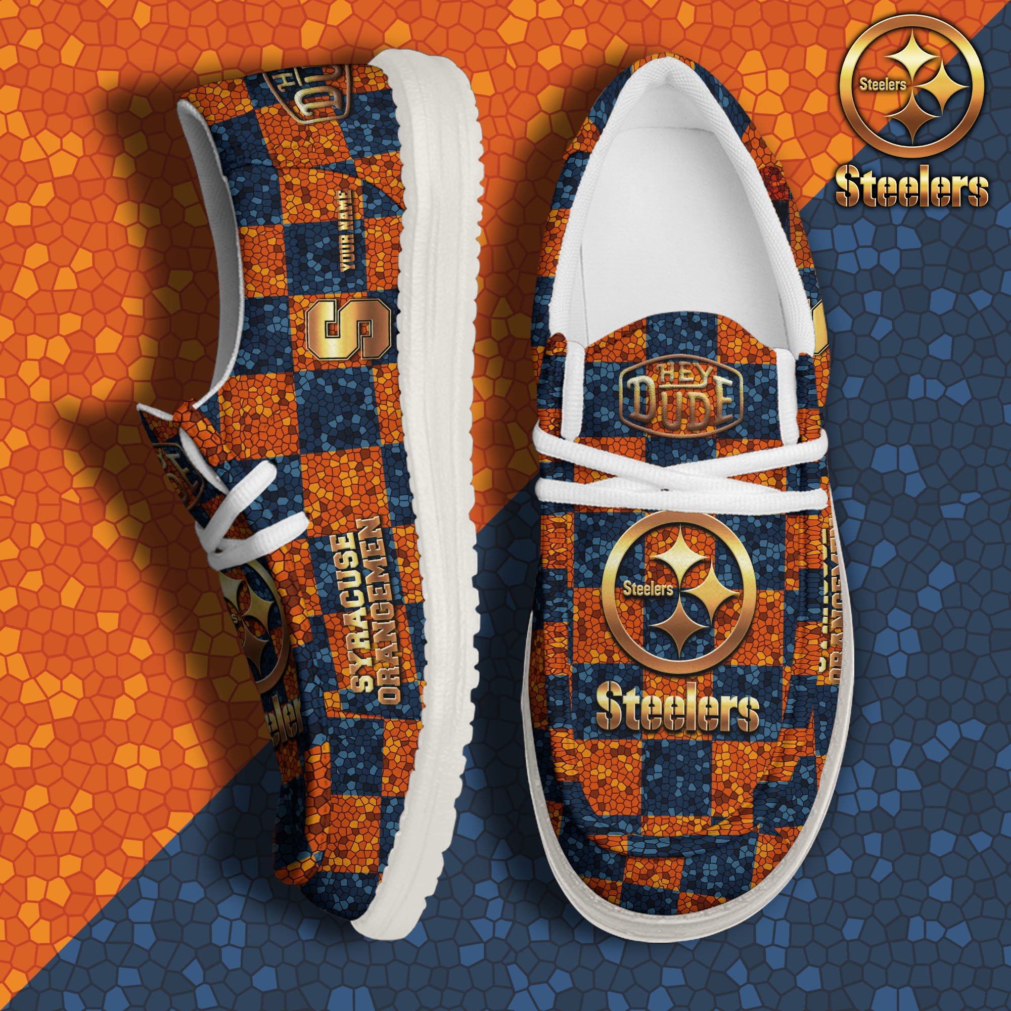 JWFancy Syracuse Orange Hey Dude Shoes Wally Men's Lace Up Loafers Comfortable For Men And Women