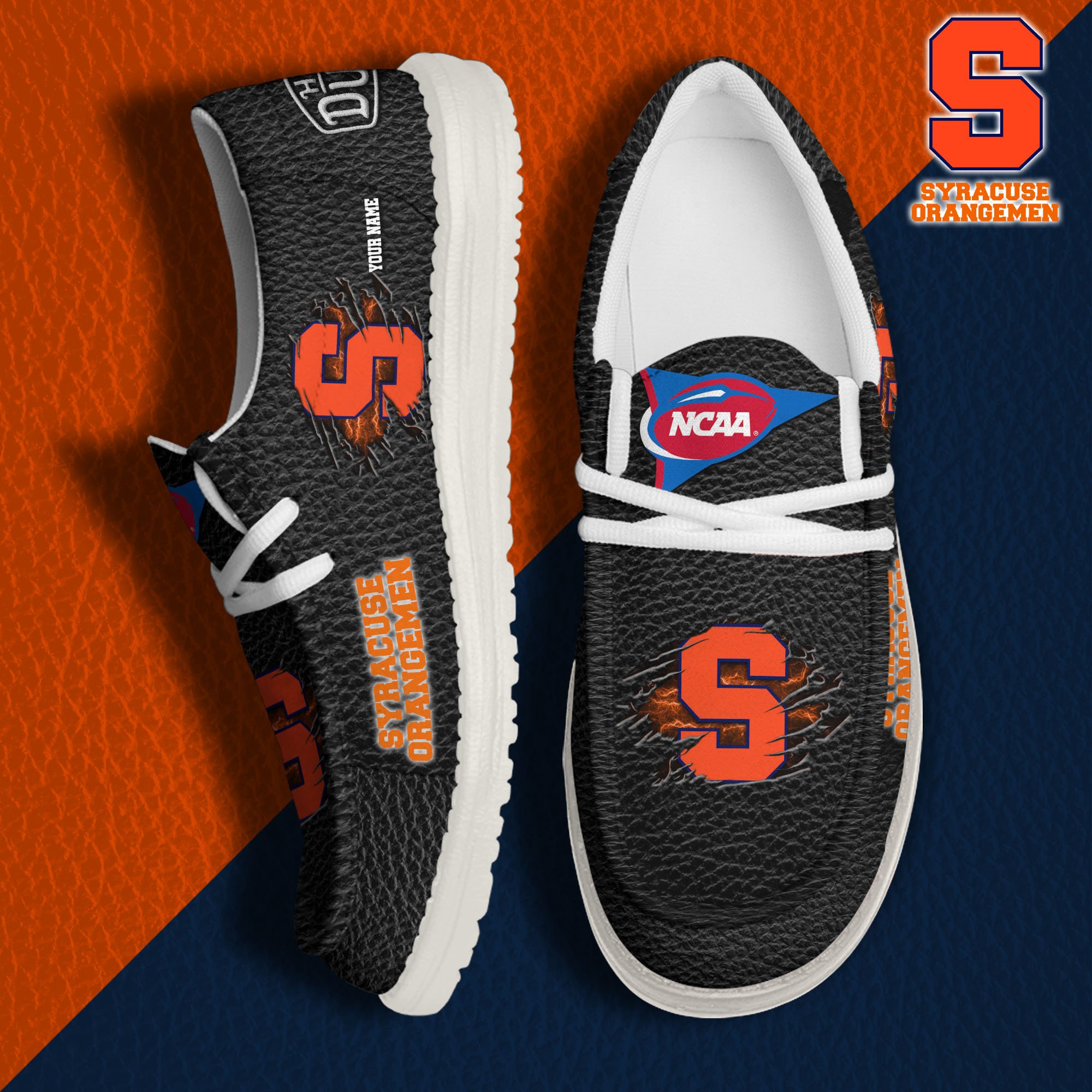 JWFancy Syracuse Orange Hey Dude Shoes Wally Men's Lace Up Loafers Comfortable For Men And Women