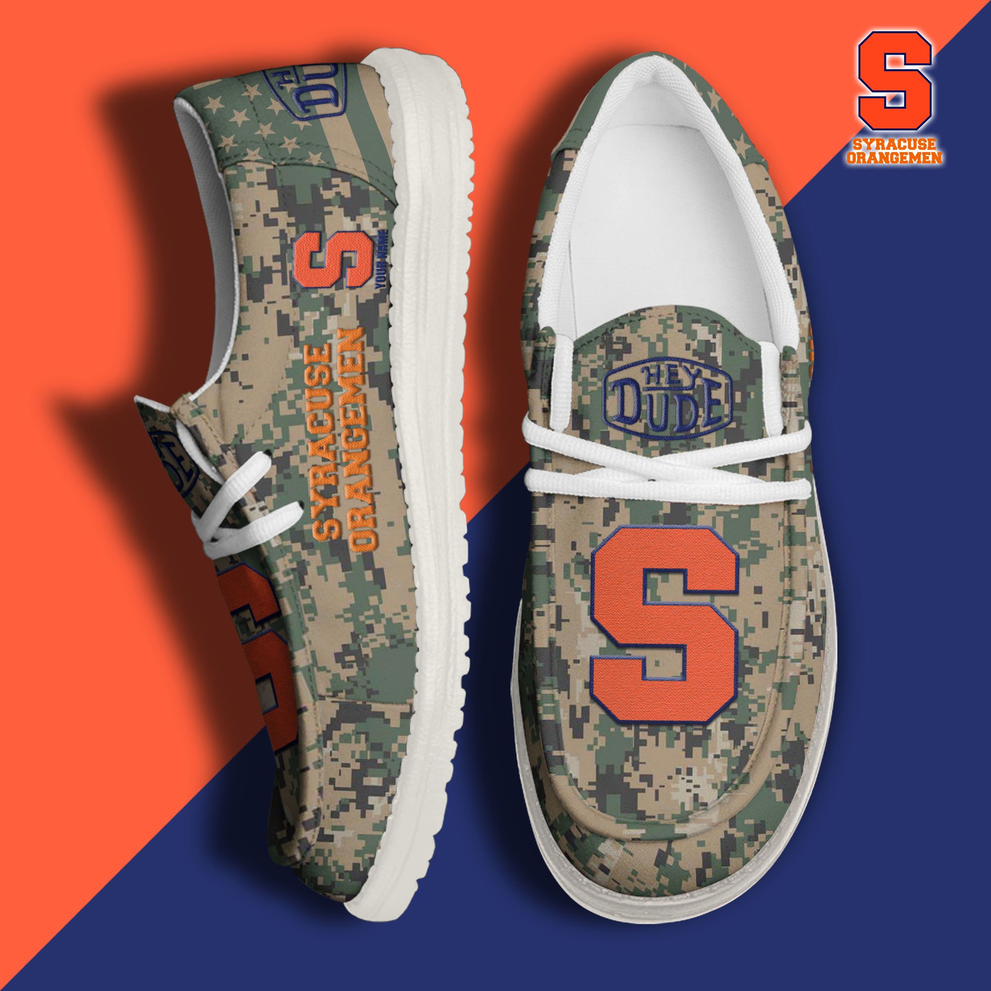 JWFancy Syracuse Orange Hey Dude Shoes Wally Men's Lace Up Loafers Comfortable For Men And Women
