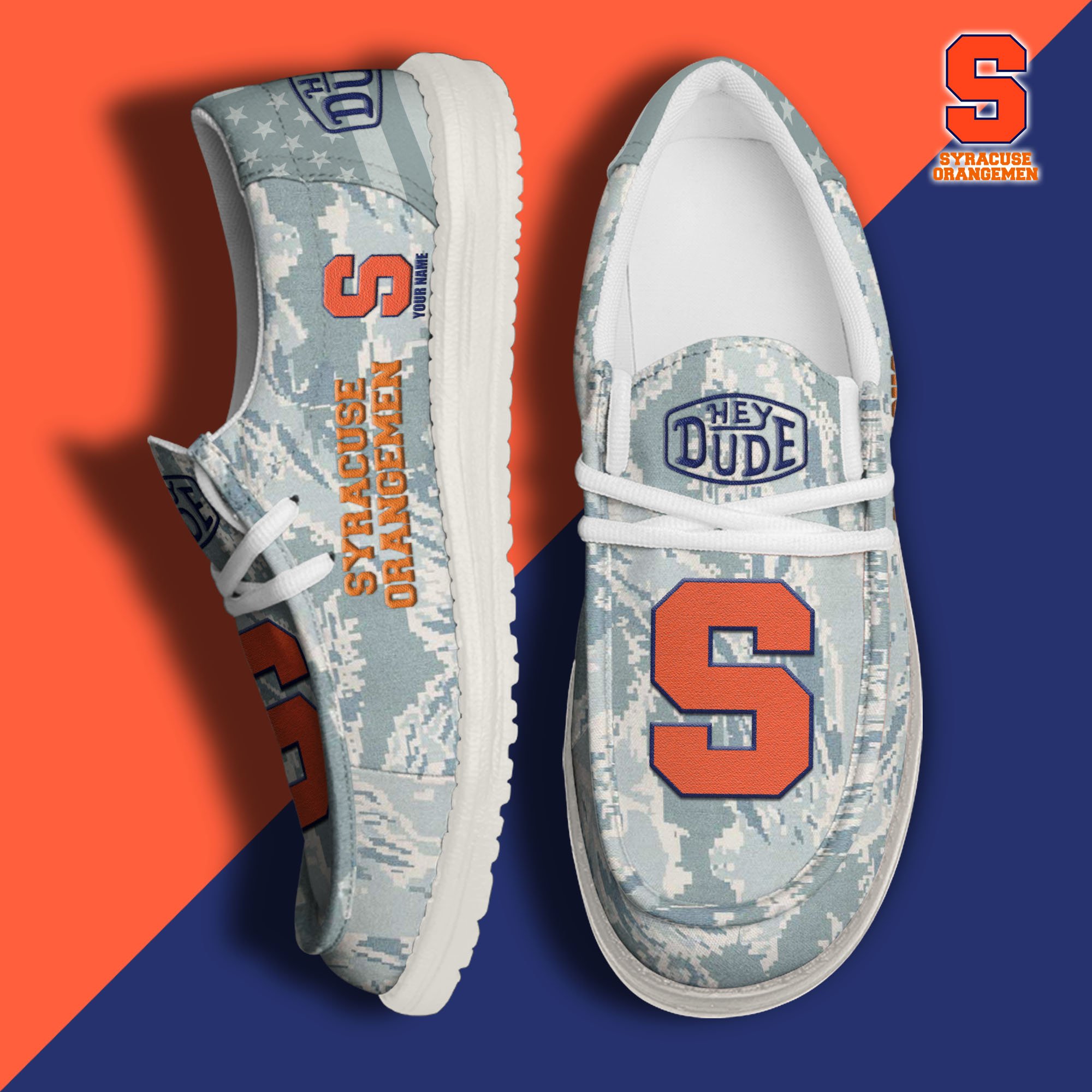 JWFancy Syracuse Orange Hey Dude Shoes Wally Men's Lace Up Loafers Comfortable For Men And Women