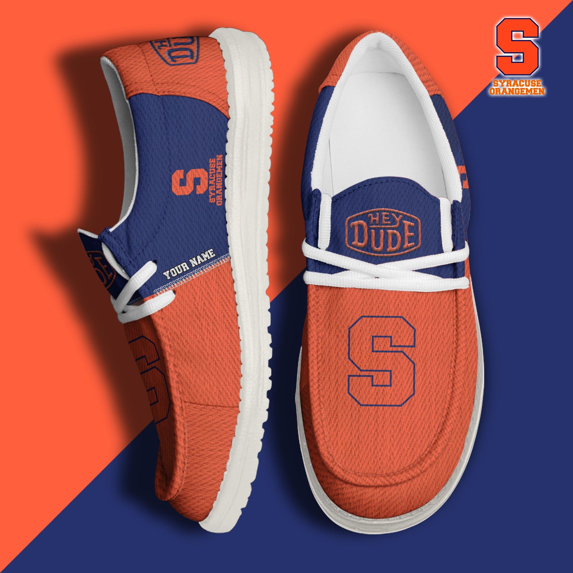JWFancy Syracuse Orange Hey Dude Shoes Wally Men's Lace Up Loafers Comfortable For Men And Women