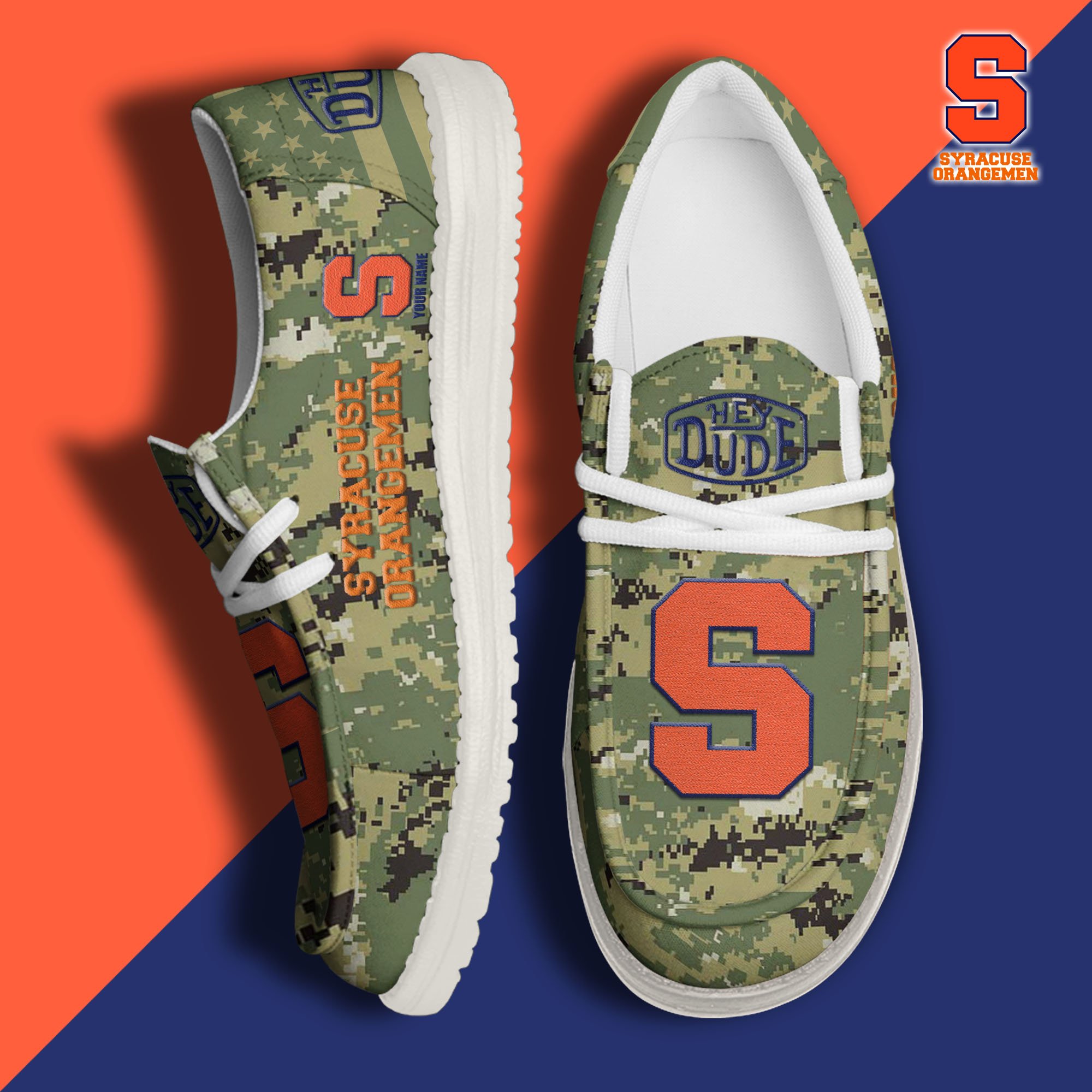 JWFancy Syracuse Orange Hey Dude Shoes Wally Men's Lace Up Loafers Comfortable For Men And Women
