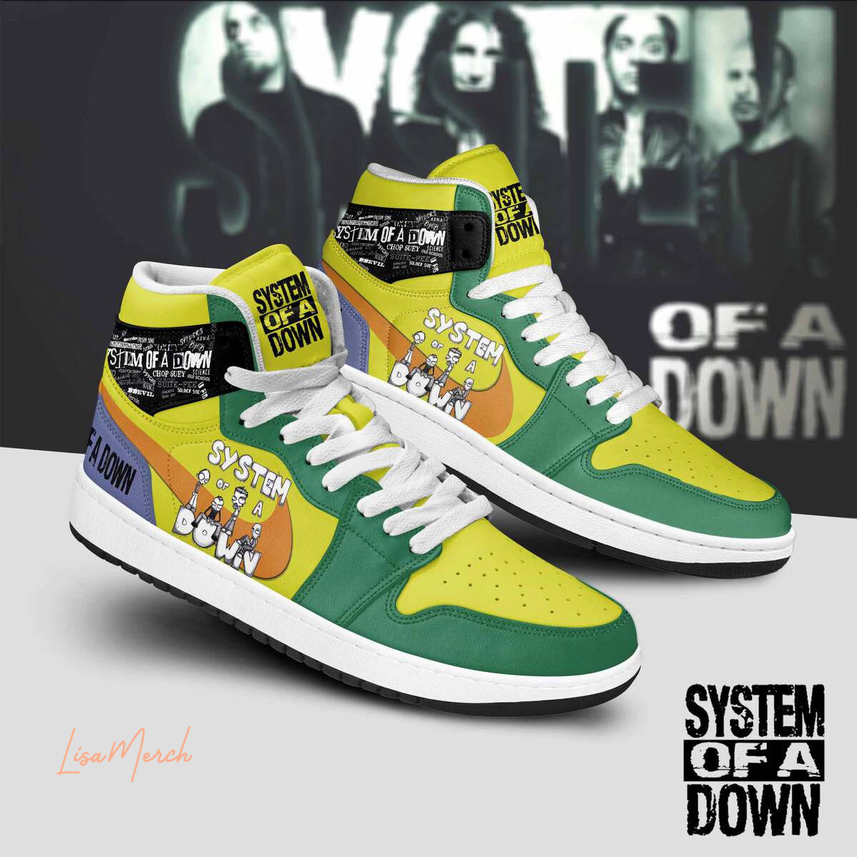 JWFancy System Of A Down AJ1 High Sneakers Shoes For Men And Women