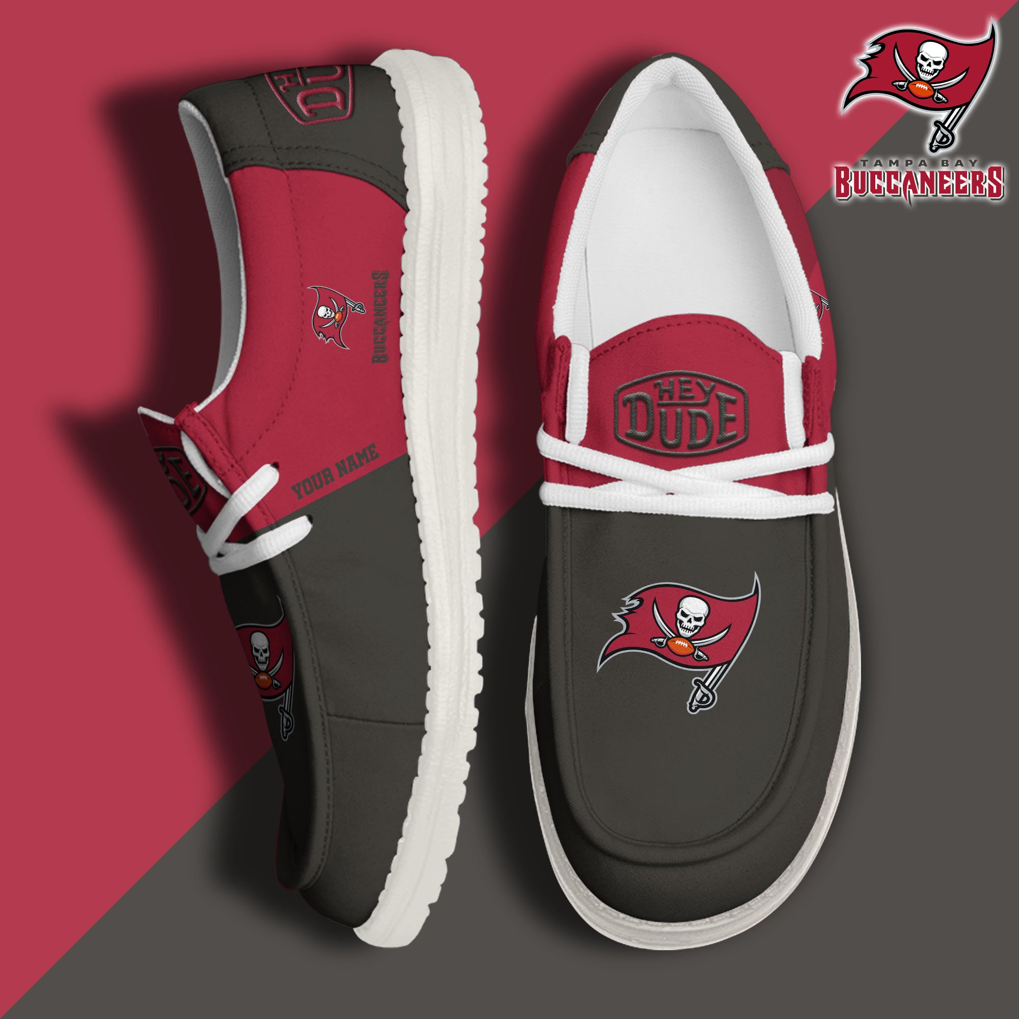 JWFancy Tampa Bay Buccaneers Hey Dude Shoes Wally Men's Lace Up Loafers Comfortable For Men And Women