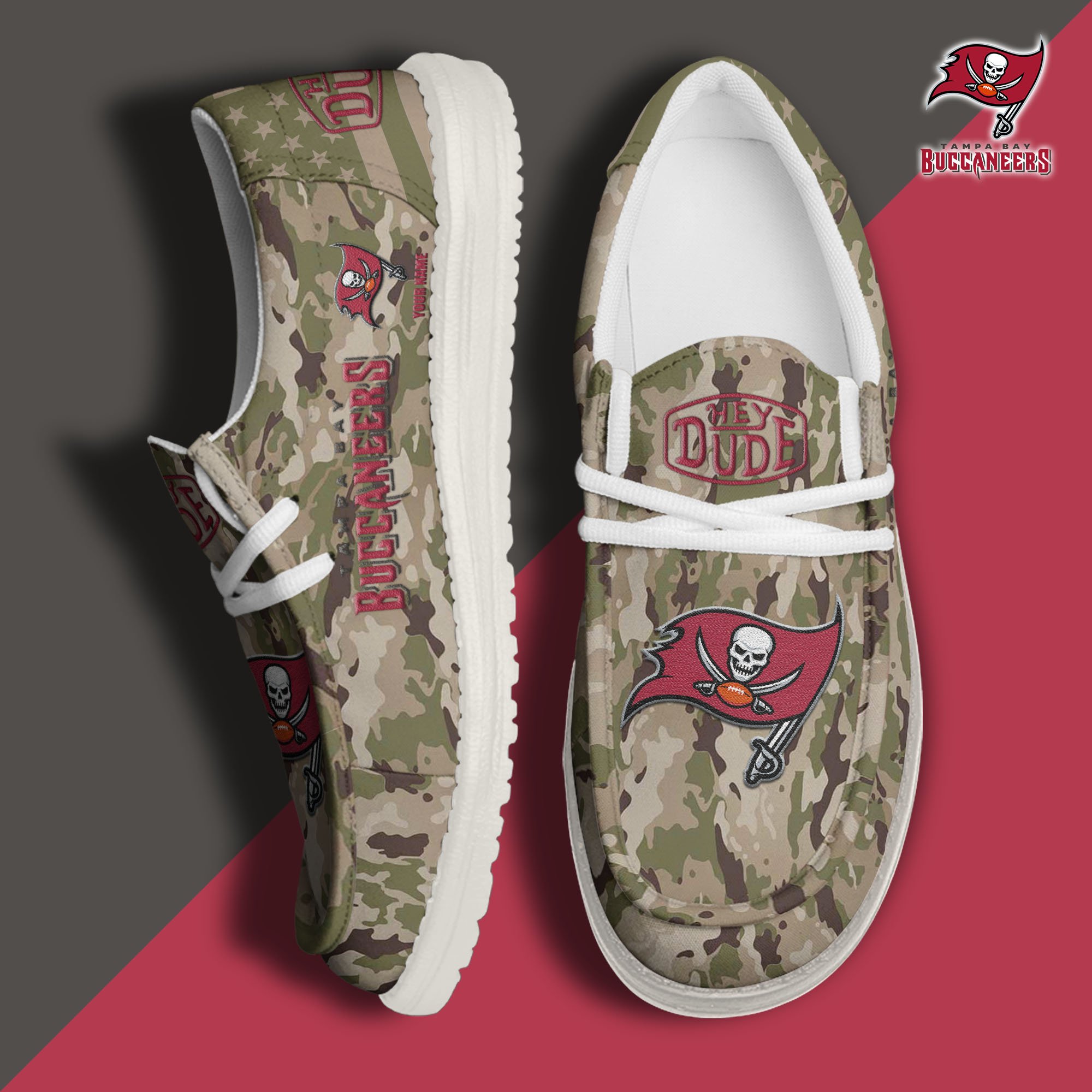 JWFancy Tampa Bay Buccaneers Hey Dude Shoes Wally Men's Lace Up Loafers Comfortable For Men And Women