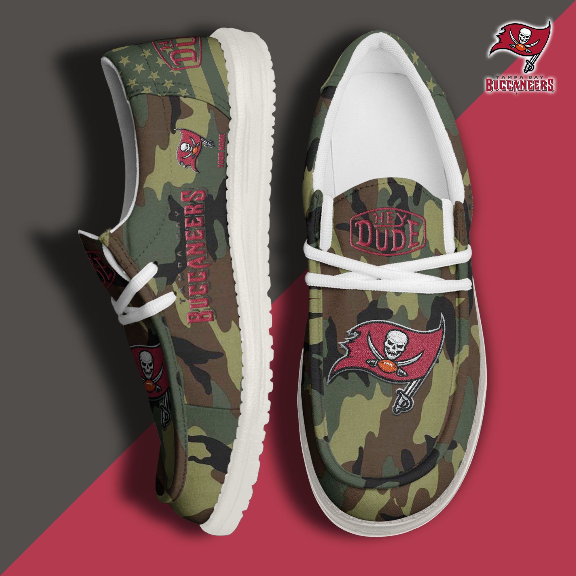 JWFancy Tampa Bay Buccaneers Hey Dude Shoes Wally Men's Lace Up Loafers Comfortable For Men And Women