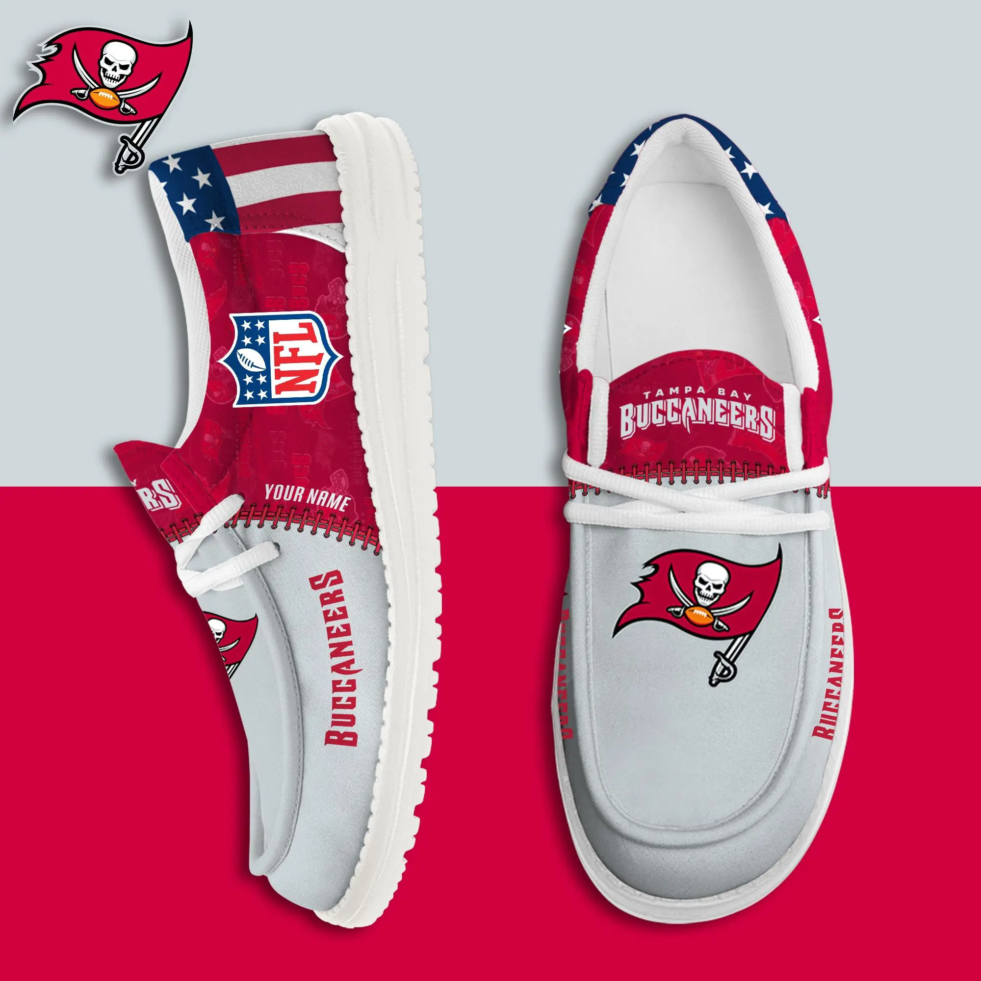 JWFancy Tampa Bay Buccaneers Hey Dude Shoes Wally Men's Lace Up Loafers Comfortable For Men And Women