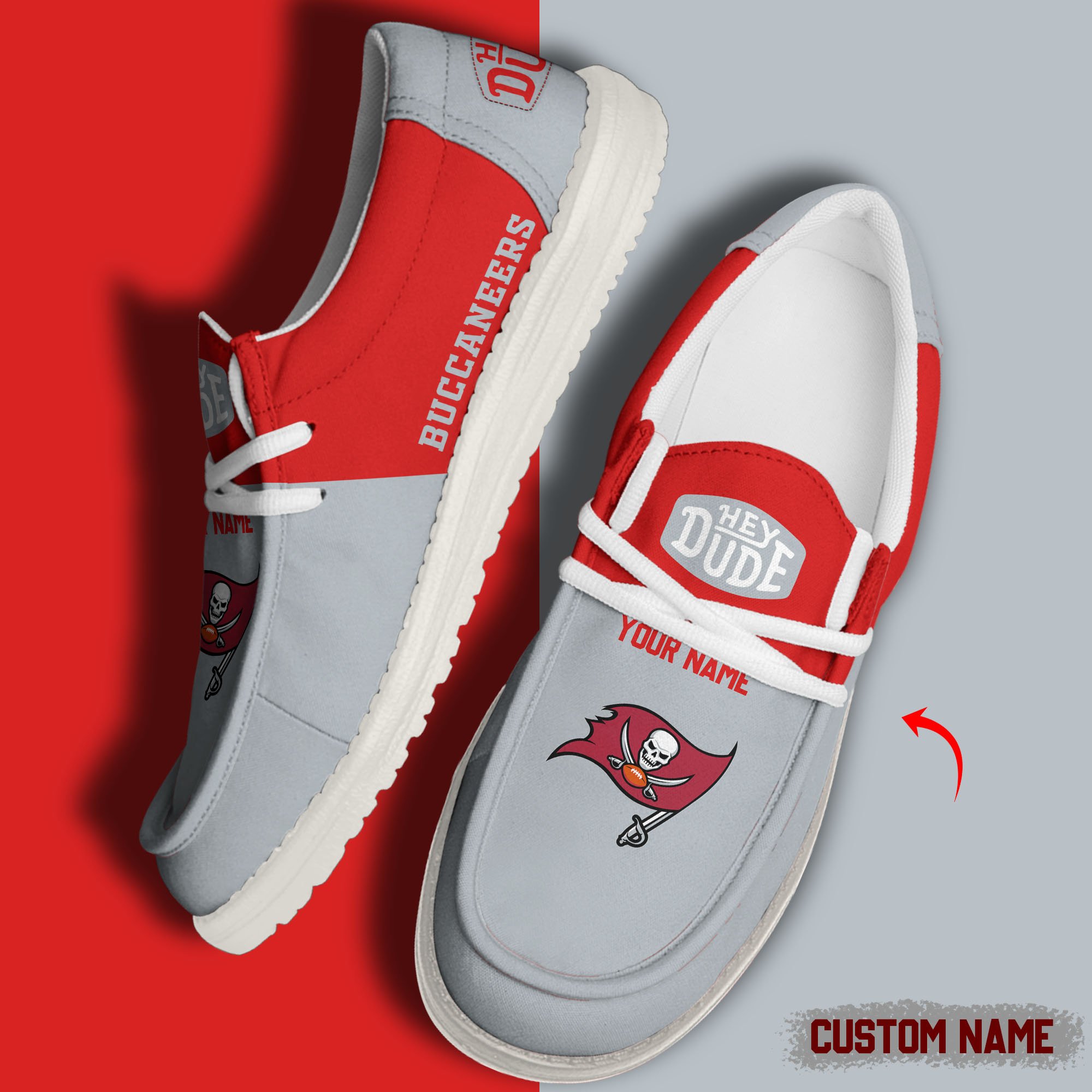 JWFancy Tampa Bay Buccaneers Hey Dude Shoes Wally Men's Lace Up Loafers Comfortable For Men And Women