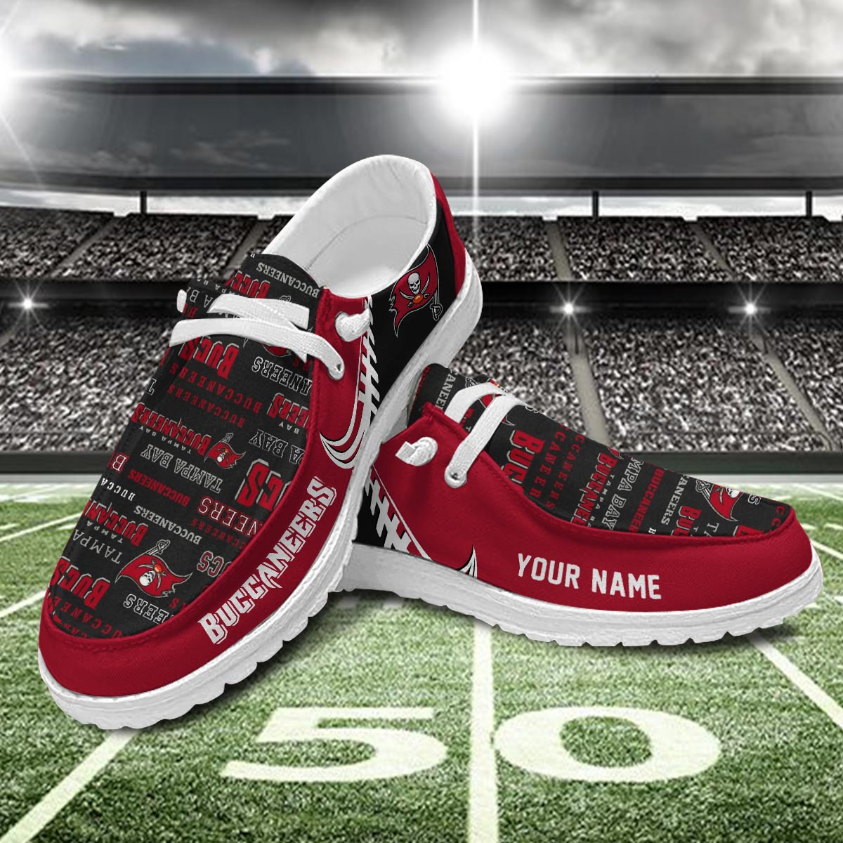 JWFancy Tampa Bay Buccaneers Hey Dude Shoes Wally Men's Lace Up Loafers Comfortable For Men And Women