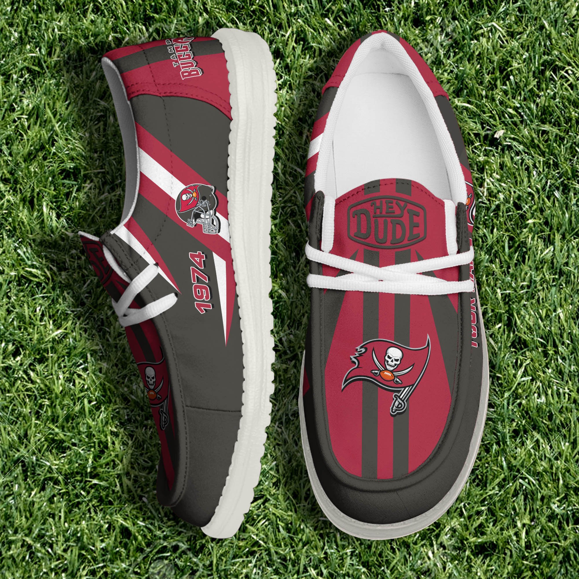 JWFancy Tampa Bay Buccaneers Hey Dude Shoes Wally Men's Lace Up Loafers Comfortable For Men And Women