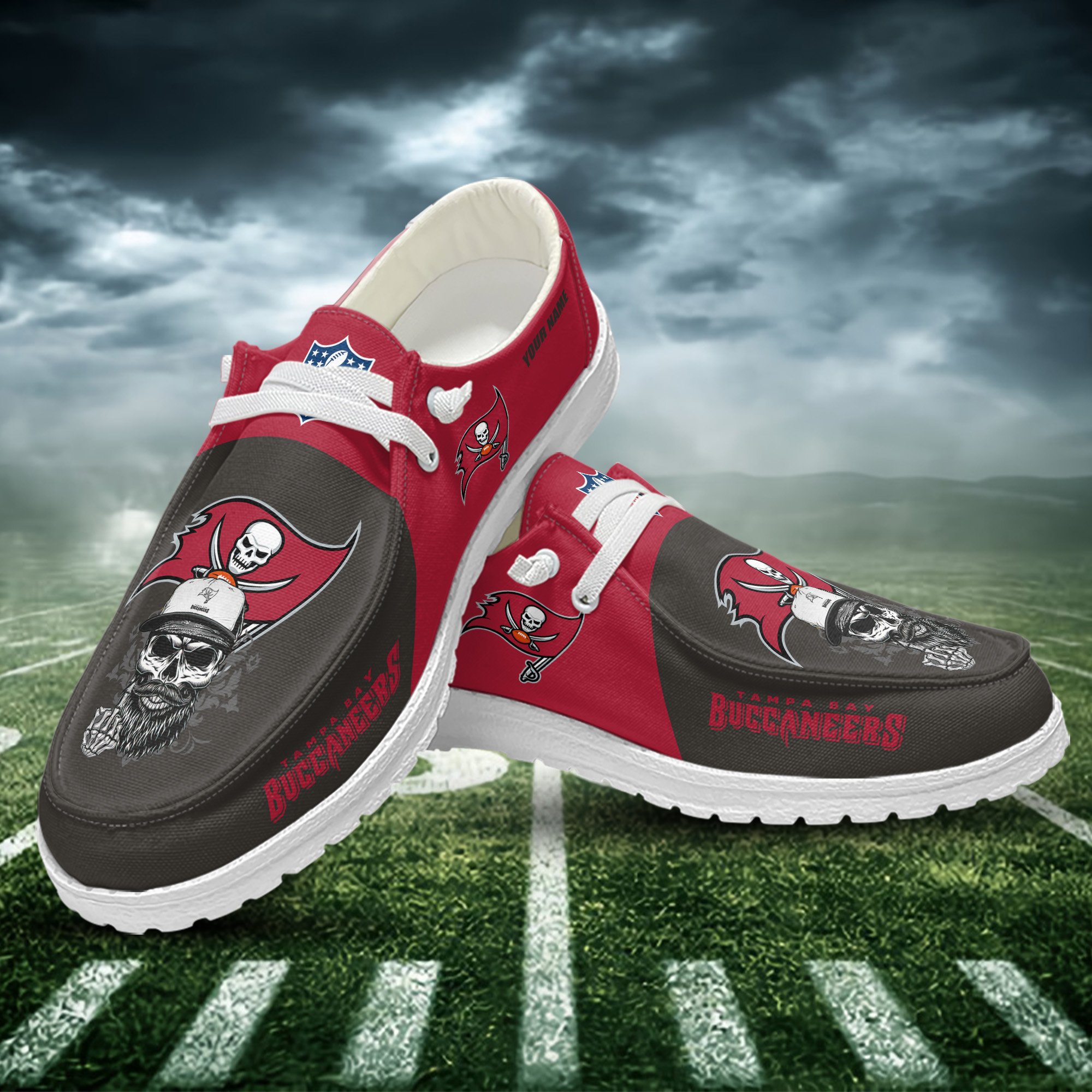 JWFancy Tampa Bay Buccaneers Hey Dude Shoes Wally Men's Lace Up Loafers Comfortable For Men And Women