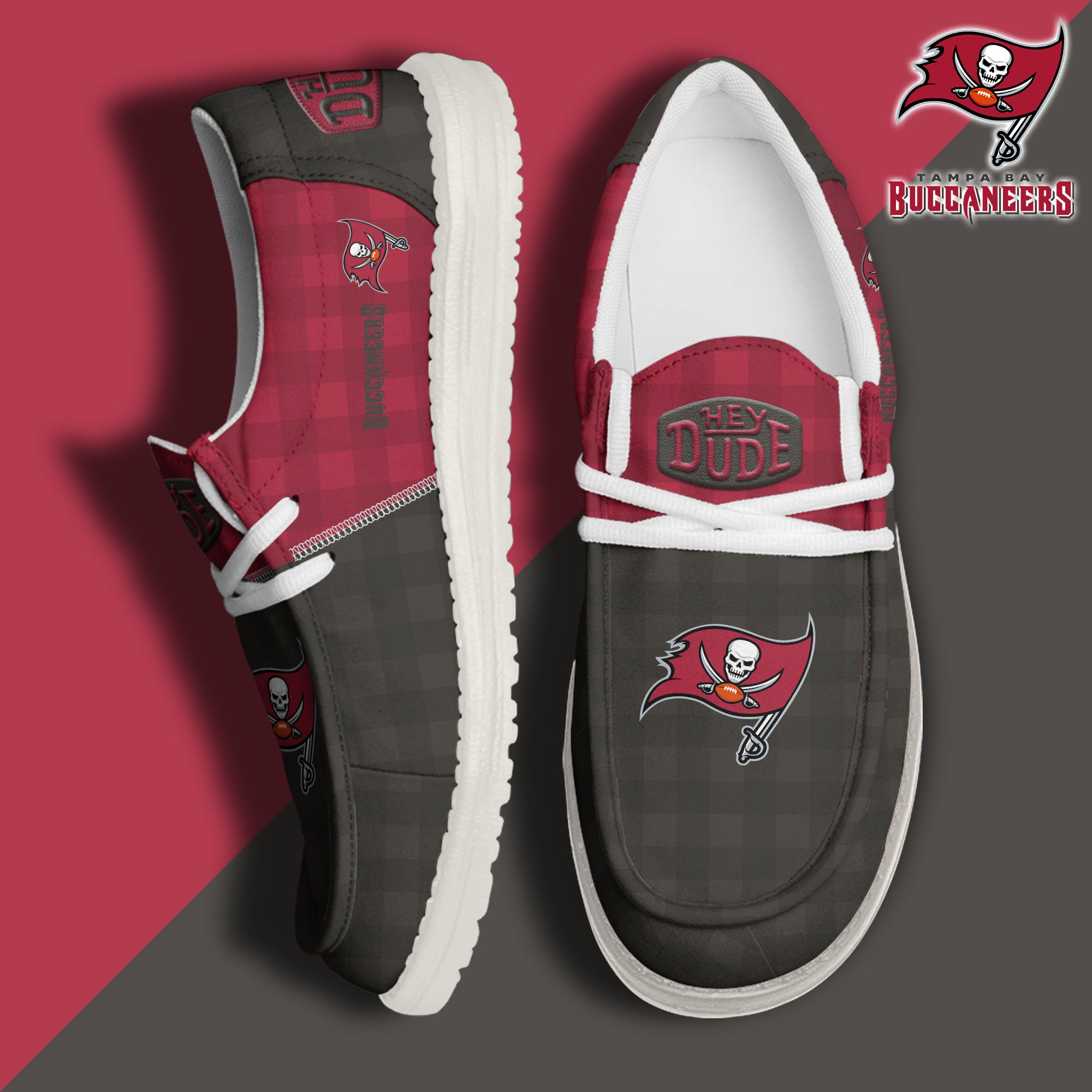 JWFancy Tampa Bay Buccaneers Hey Dude Shoes Wally Men's Lace Up Loafers Comfortable For Men And Women