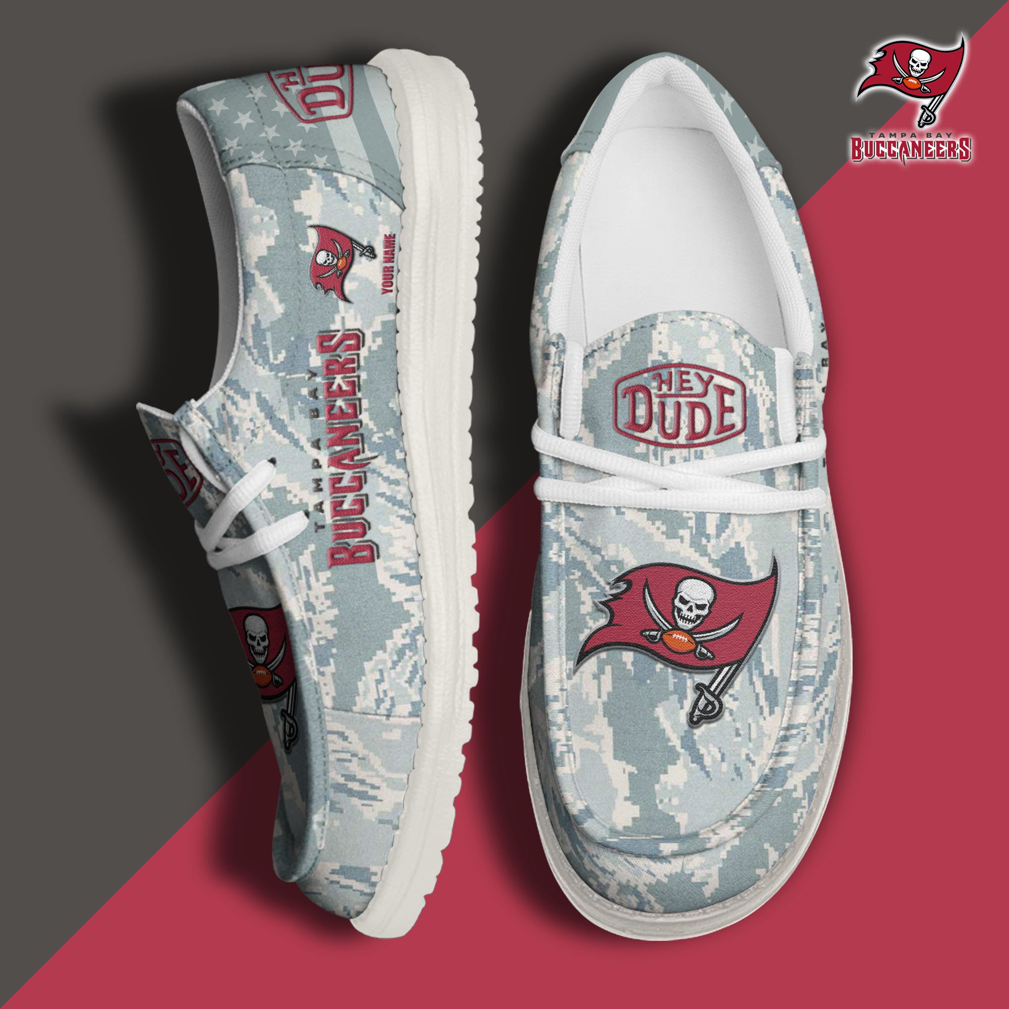 JWFancy Tampa Bay Buccaneers Hey Dude Shoes Wally Men's Lace Up Loafers Comfortable For Men And Women