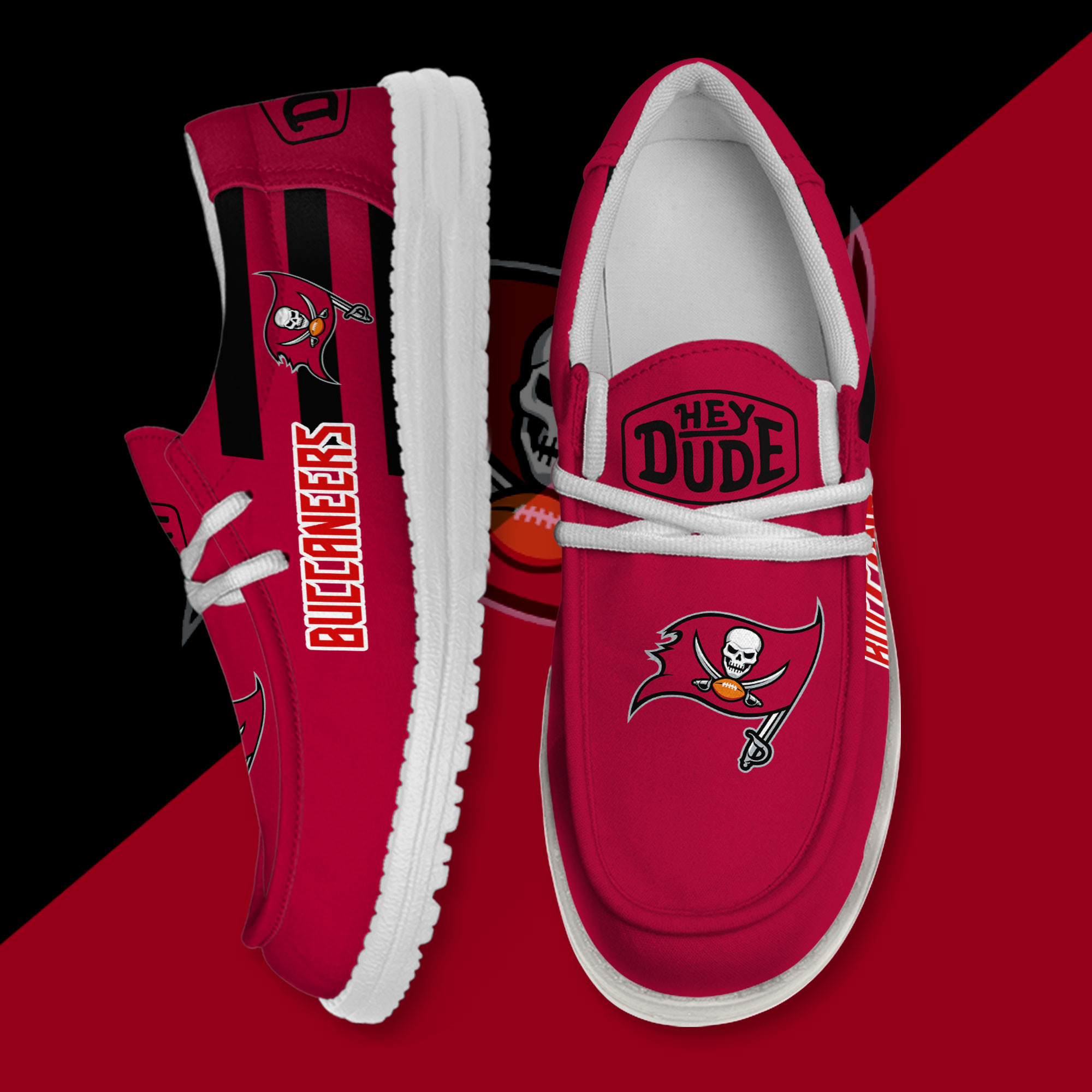 JWFancy Tampa Bay Buccaneers Hey Dude Shoes Wally Men's Lace Up Loafers Comfortable For Men And Women