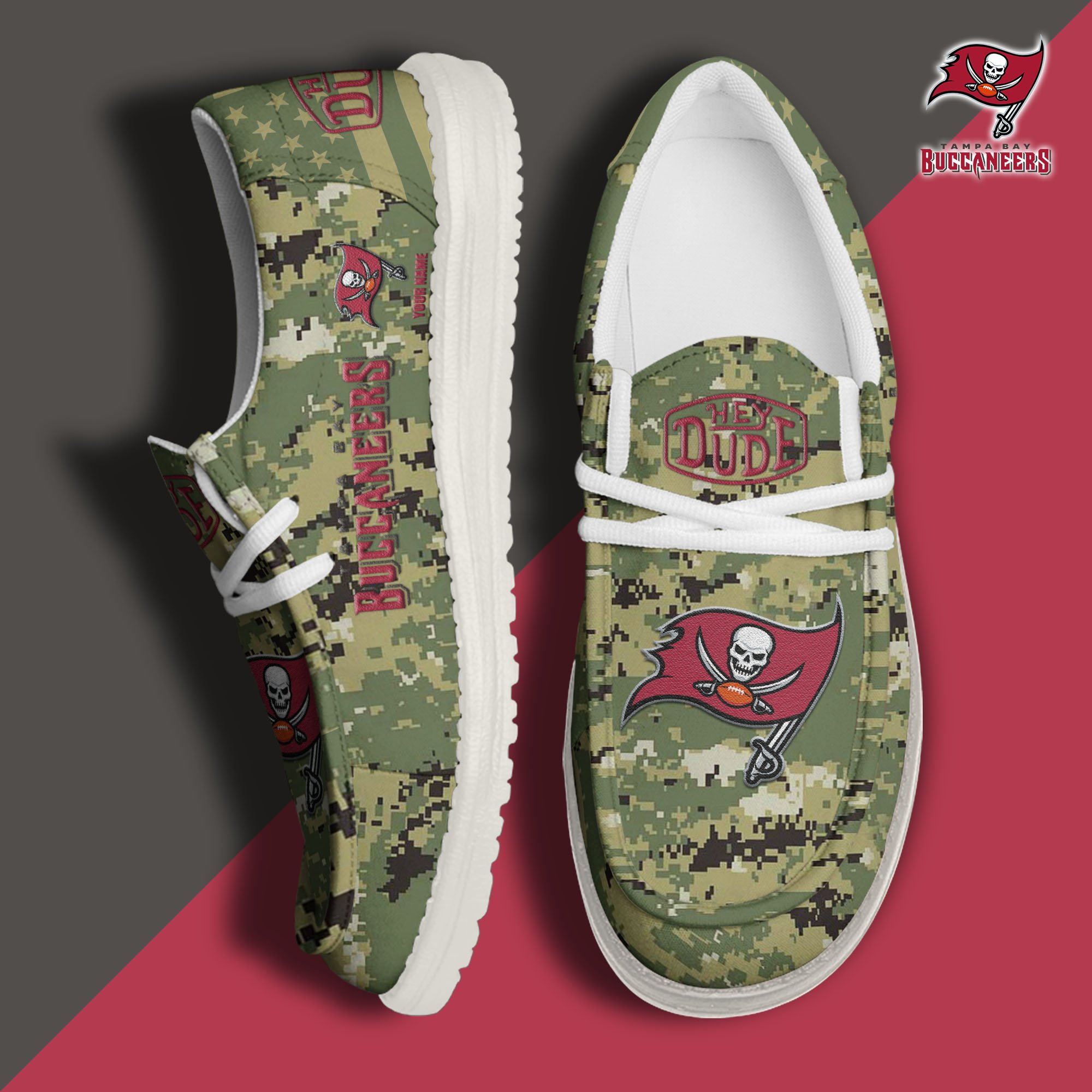 JWFancy Tampa Bay Buccaneers Hey Dude Shoes Wally Men's Lace Up Loafers Comfortable For Men And Women