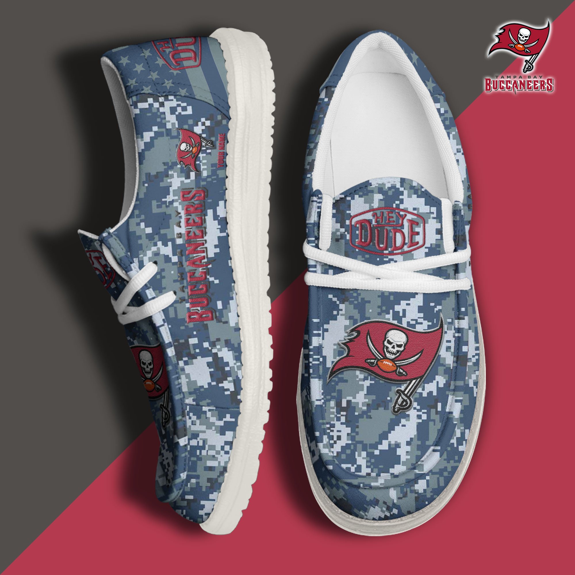 JWFancy Tampa Bay Buccaneers Hey Dude Shoes Wally Men's Lace Up Loafers Comfortable For Men And Women
