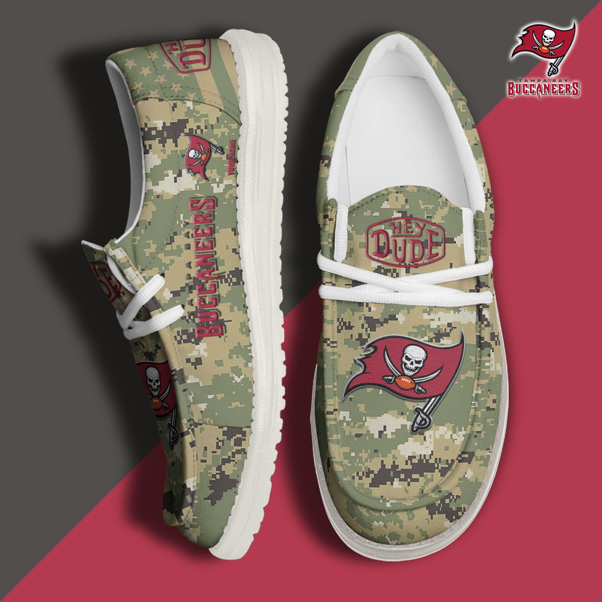 JWFancy Tampa Bay Buccaneers Hey Dude Shoes Wally Men's Lace Up Loafers Comfortable For Men And Women