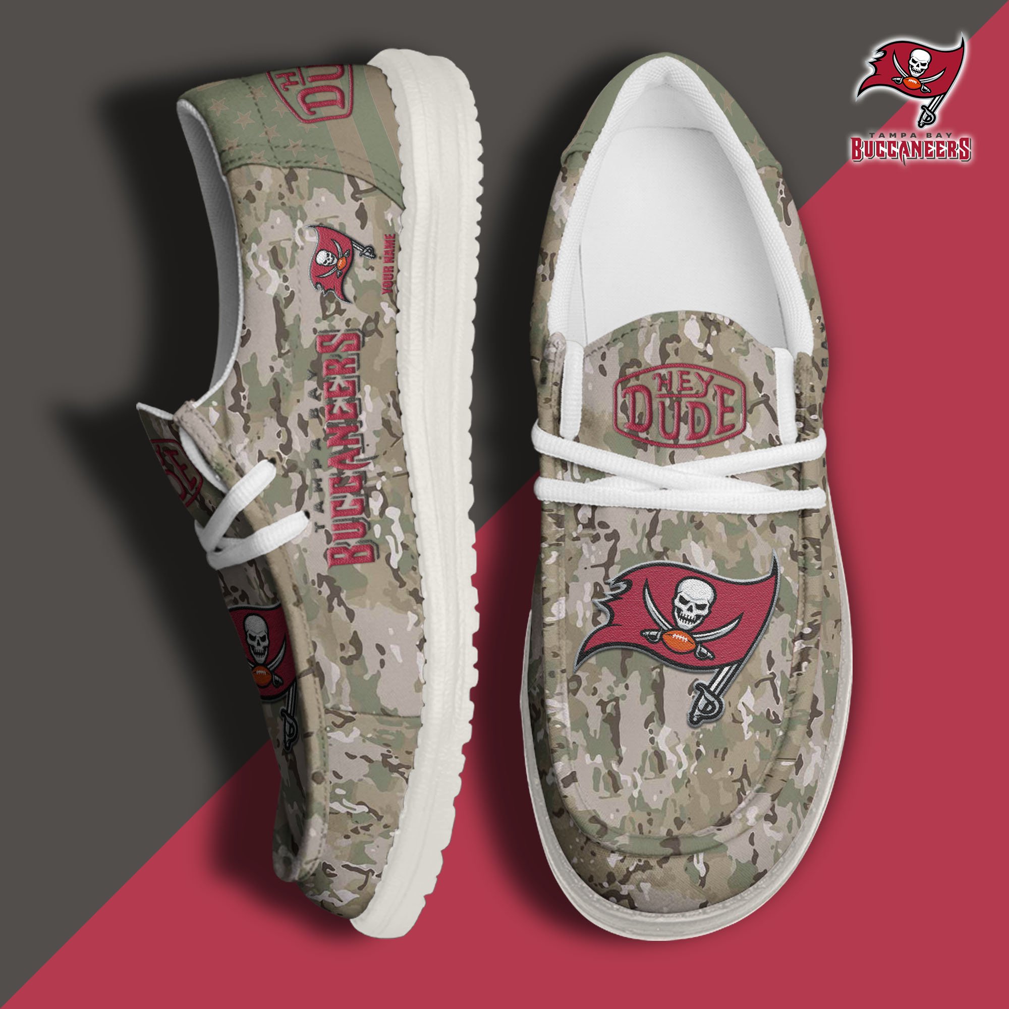 JWFancy Tampa Bay Buccaneers Hey Dude Shoes Wally Men's Lace Up Loafers Comfortable For Men And Women