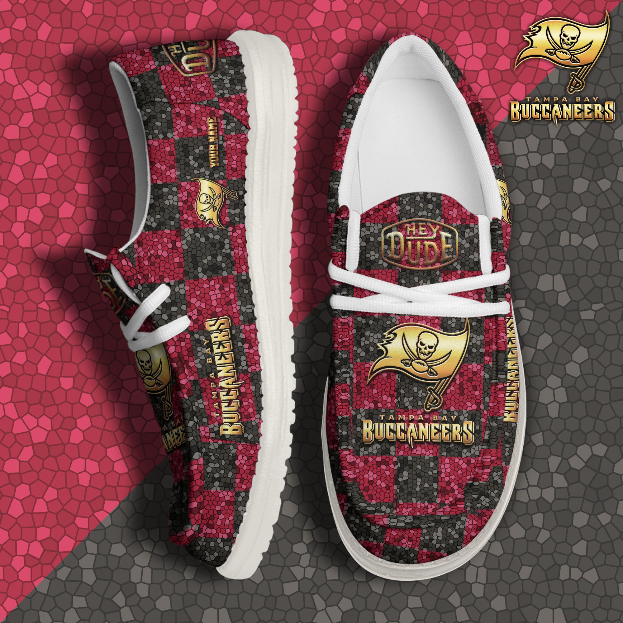 JWFancy Tampa Bay Buccaneers Hey Dude Shoes Wally Men's Lace Up Loafers Comfortable For Men And Women