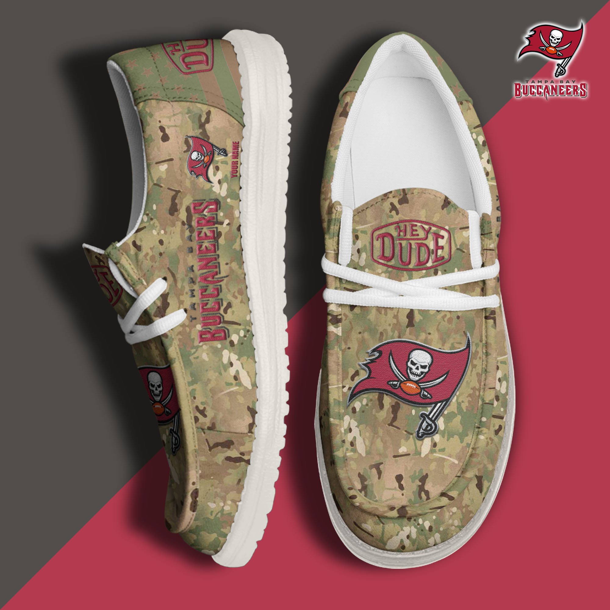 JWFancy Tampa Bay Buccaneers Hey Dude Shoes Wally Men's Lace Up Loafers Comfortable For Men And Women