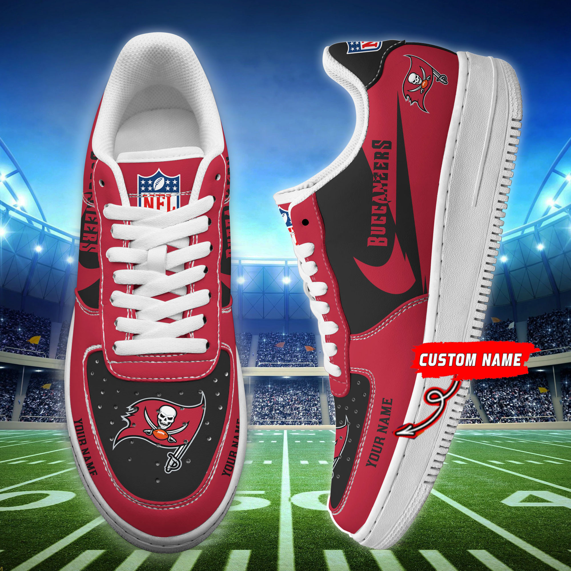 JWFancy Tampa Bay Buccaneers NFL Air Low-Top Sneakers Shoes For Men And Women