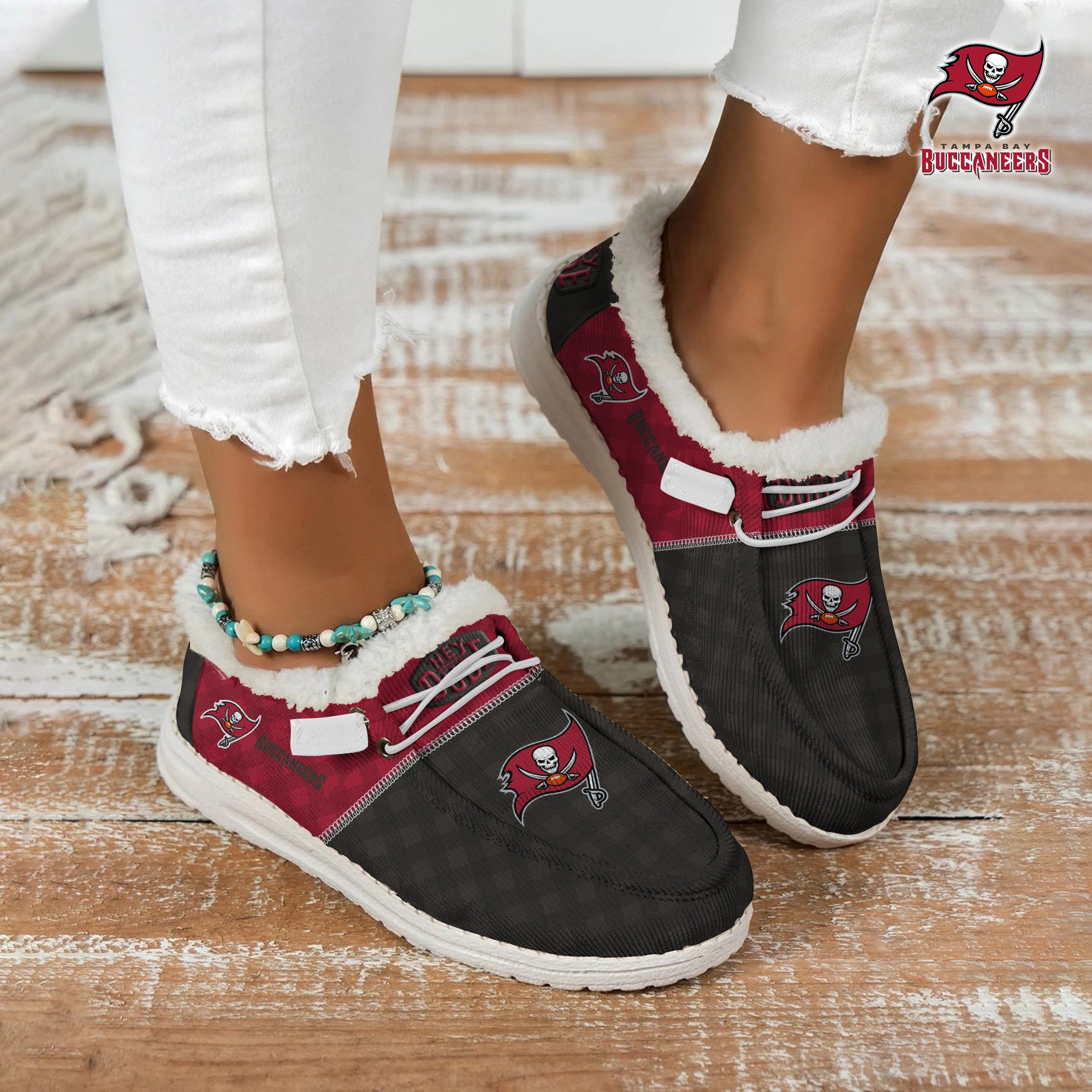 JWFancy Tampa Bay Buccaneers Personalized Hey Dude With Warm Fur Lining Shoes For Men And Women
