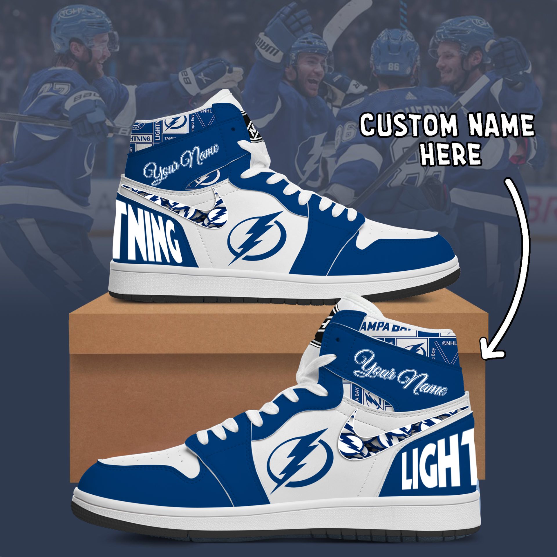 JWFancy Tampa Bay Lightning AJ1 High Sneakers Shoes For Men And Women