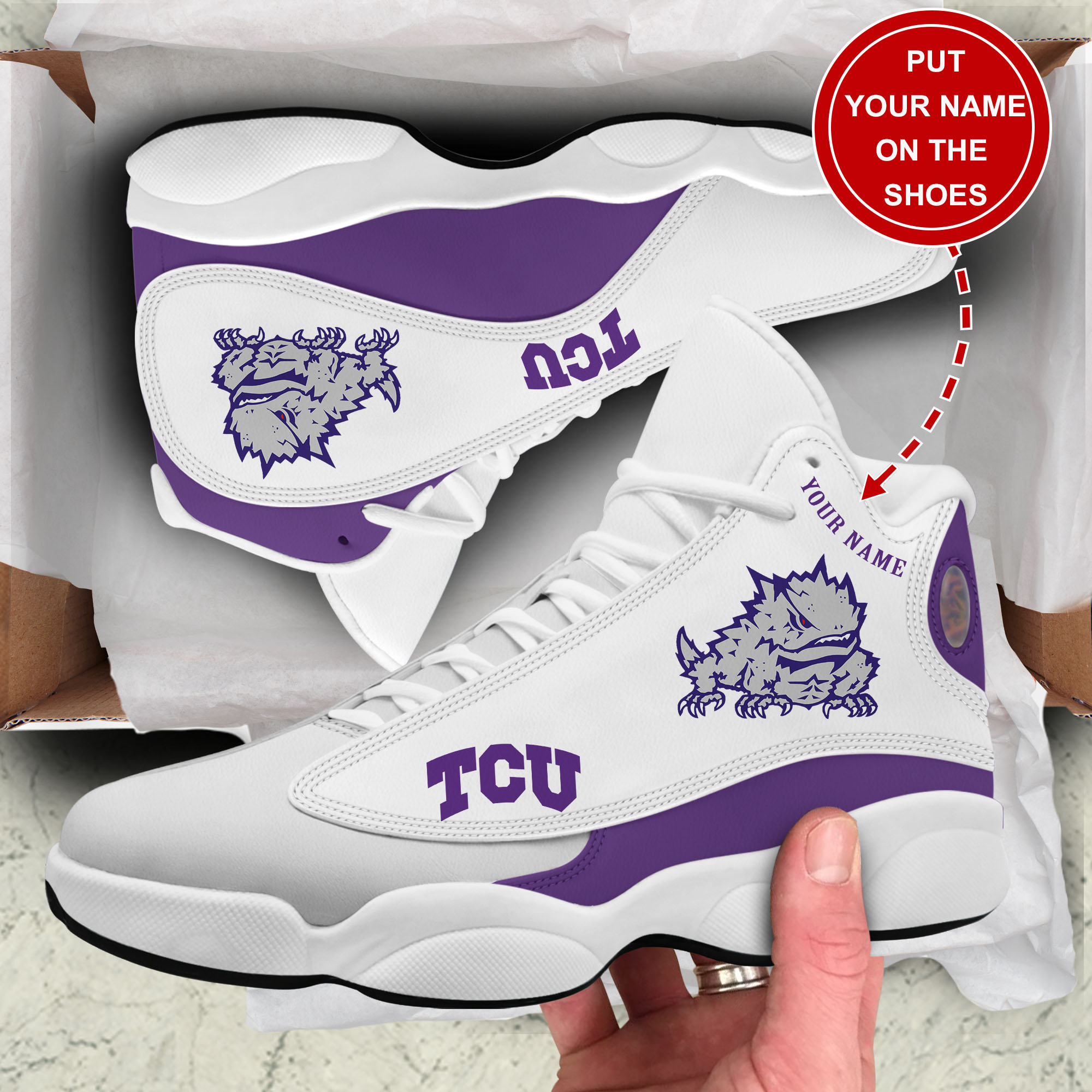 JWFancy TCU Horned Frogs AJ13 Sneakers Shoes For Men And Women